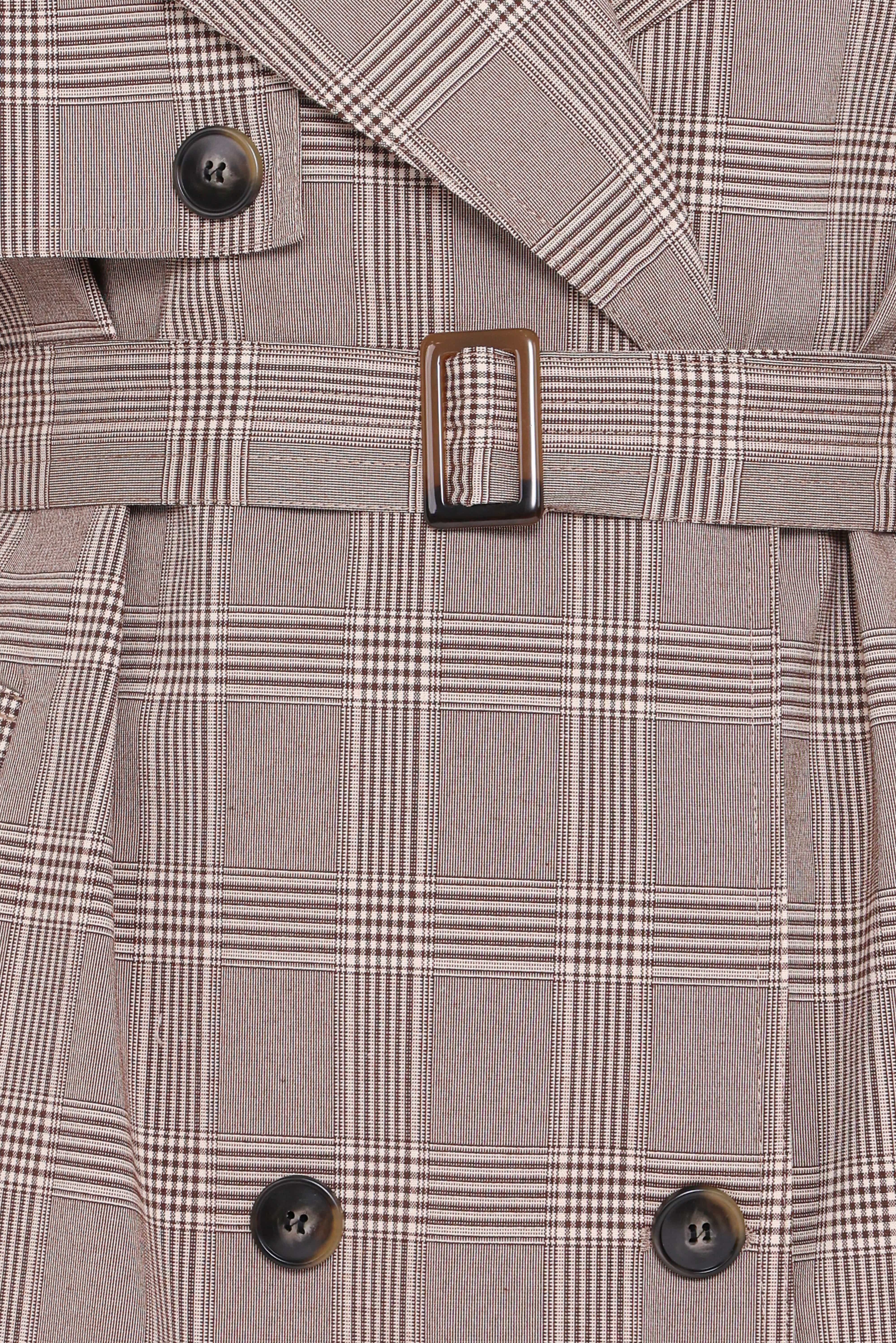 Billy Button Front Trench Coat - Brown Plaid - Image 7
