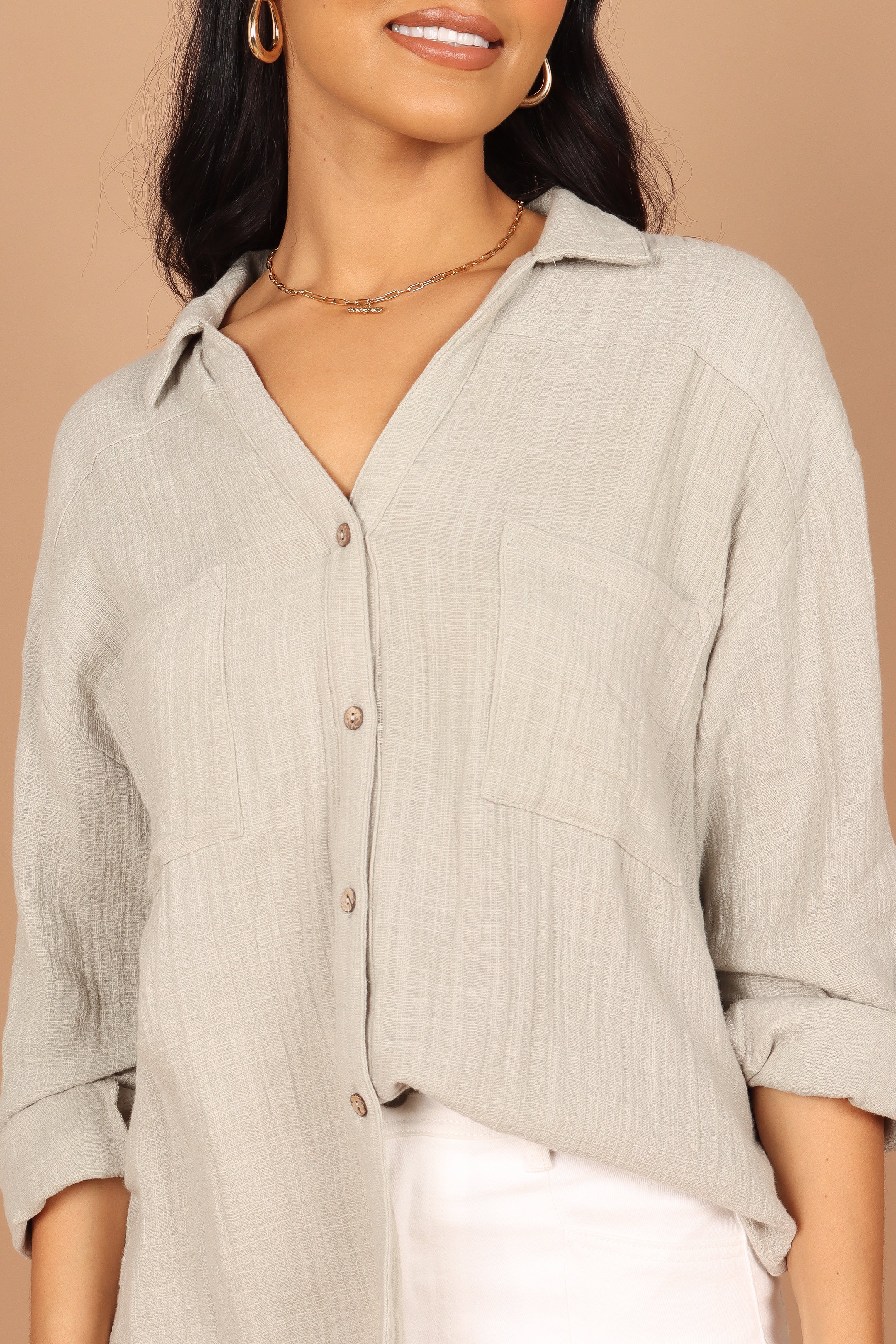 Bobby Button Down Top - Sage Green - Image 2