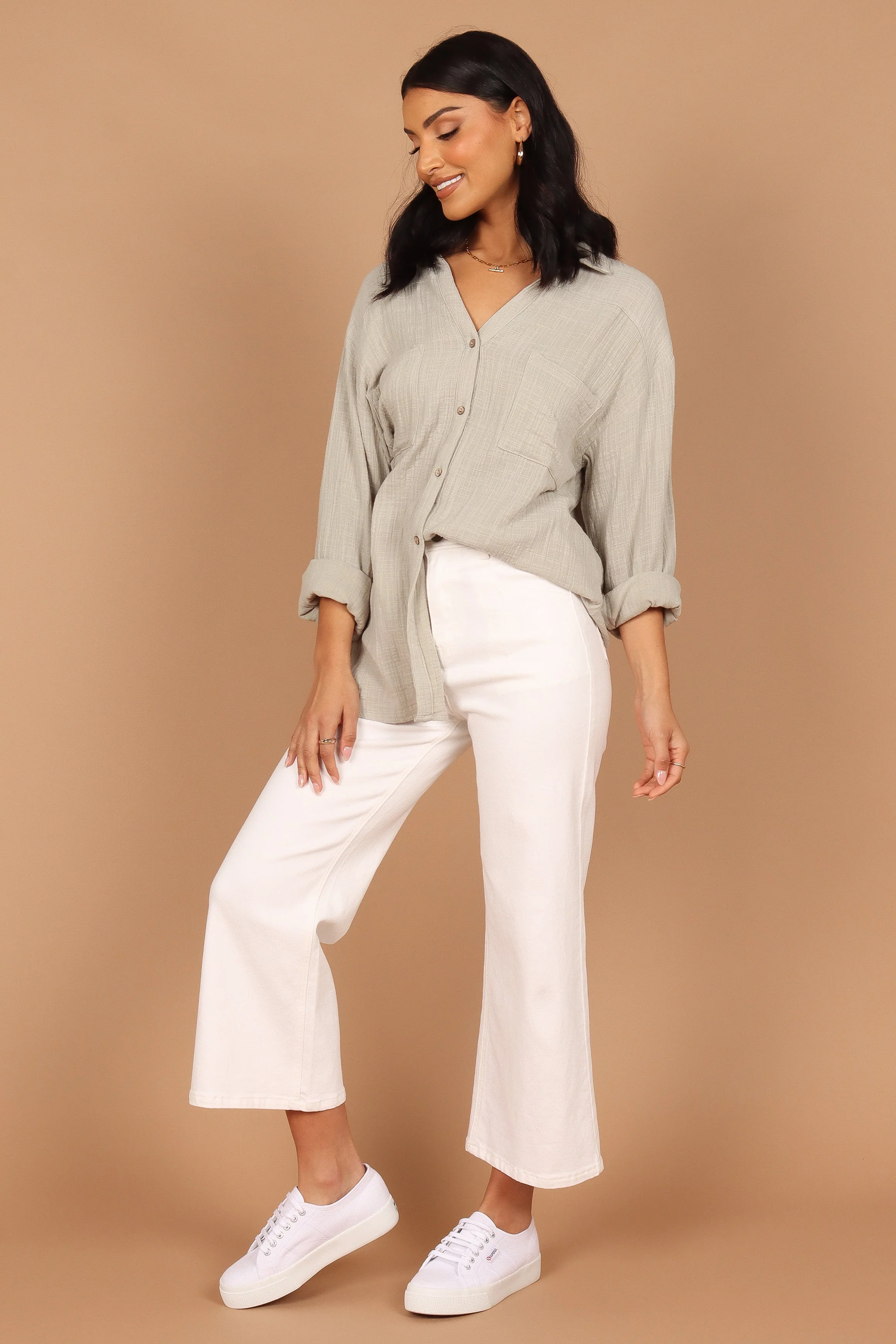Bobby Button Down Top - Sage Green - Image 6