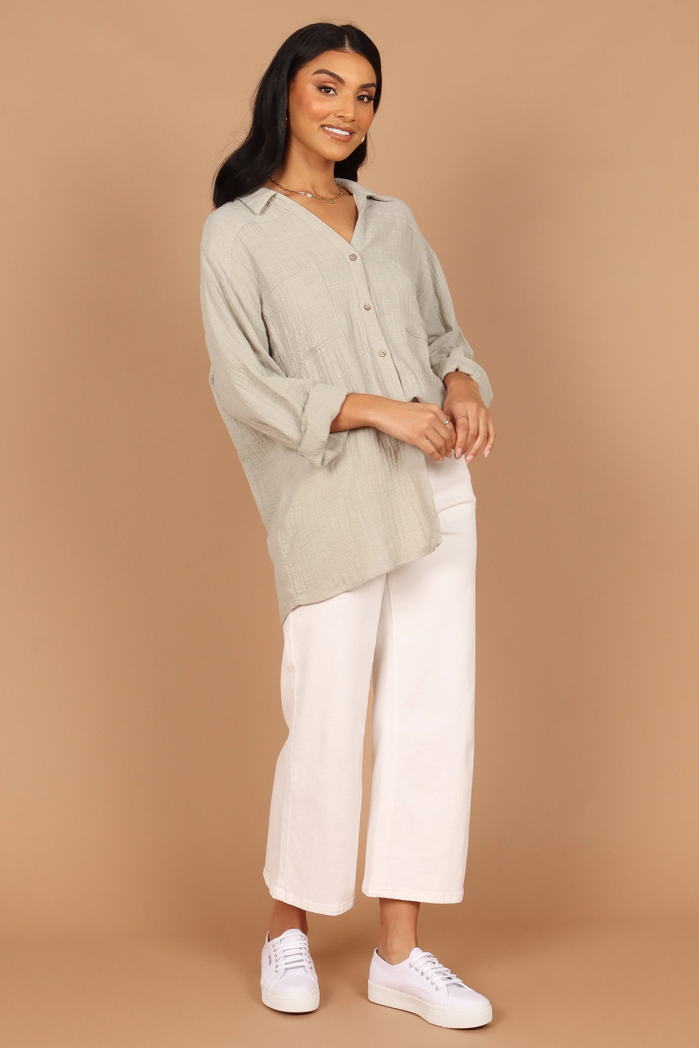 Bobby Button Down Top - Sage Green - Image 7