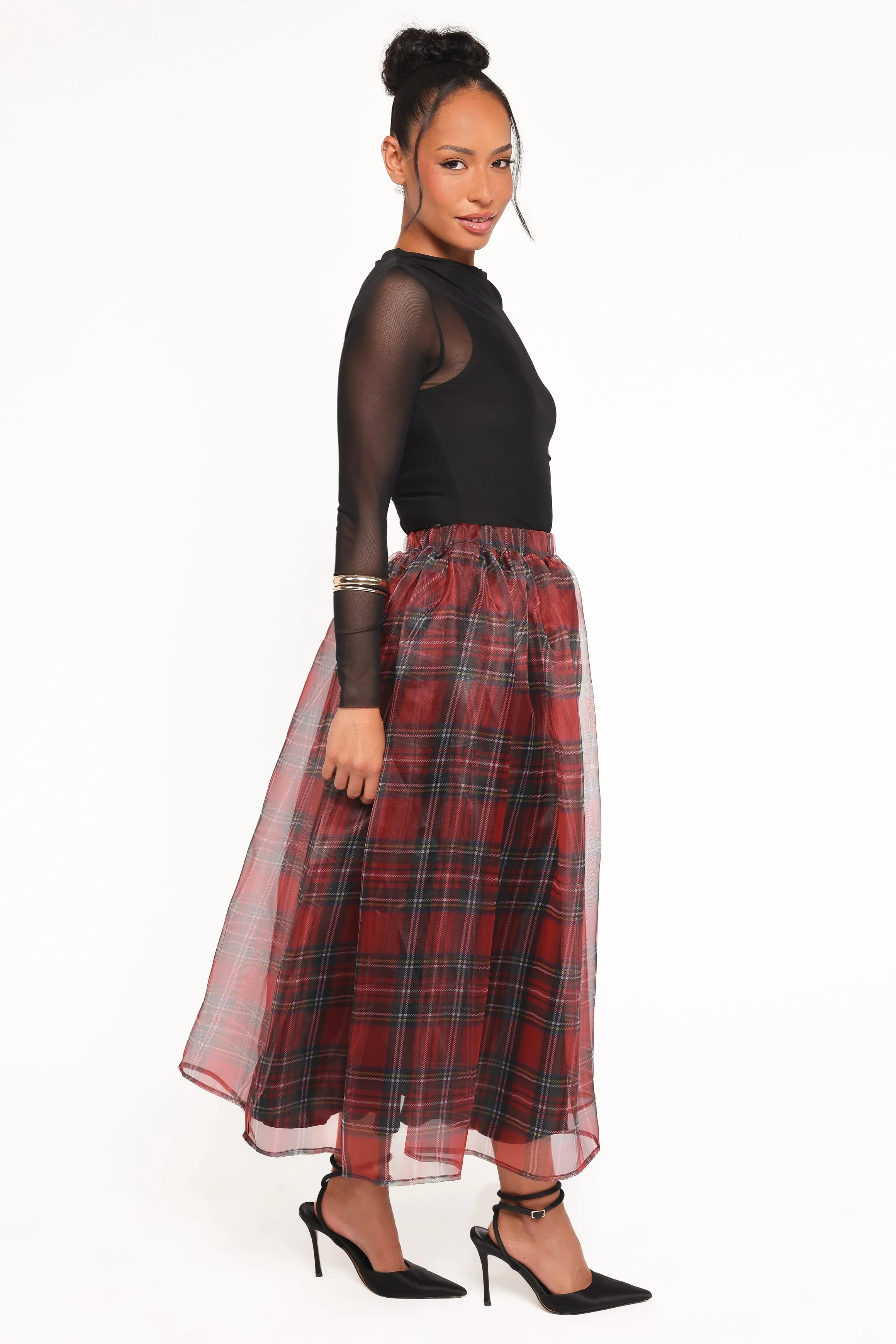 Bonita Midi Skirt - Red Plaid - Image 4