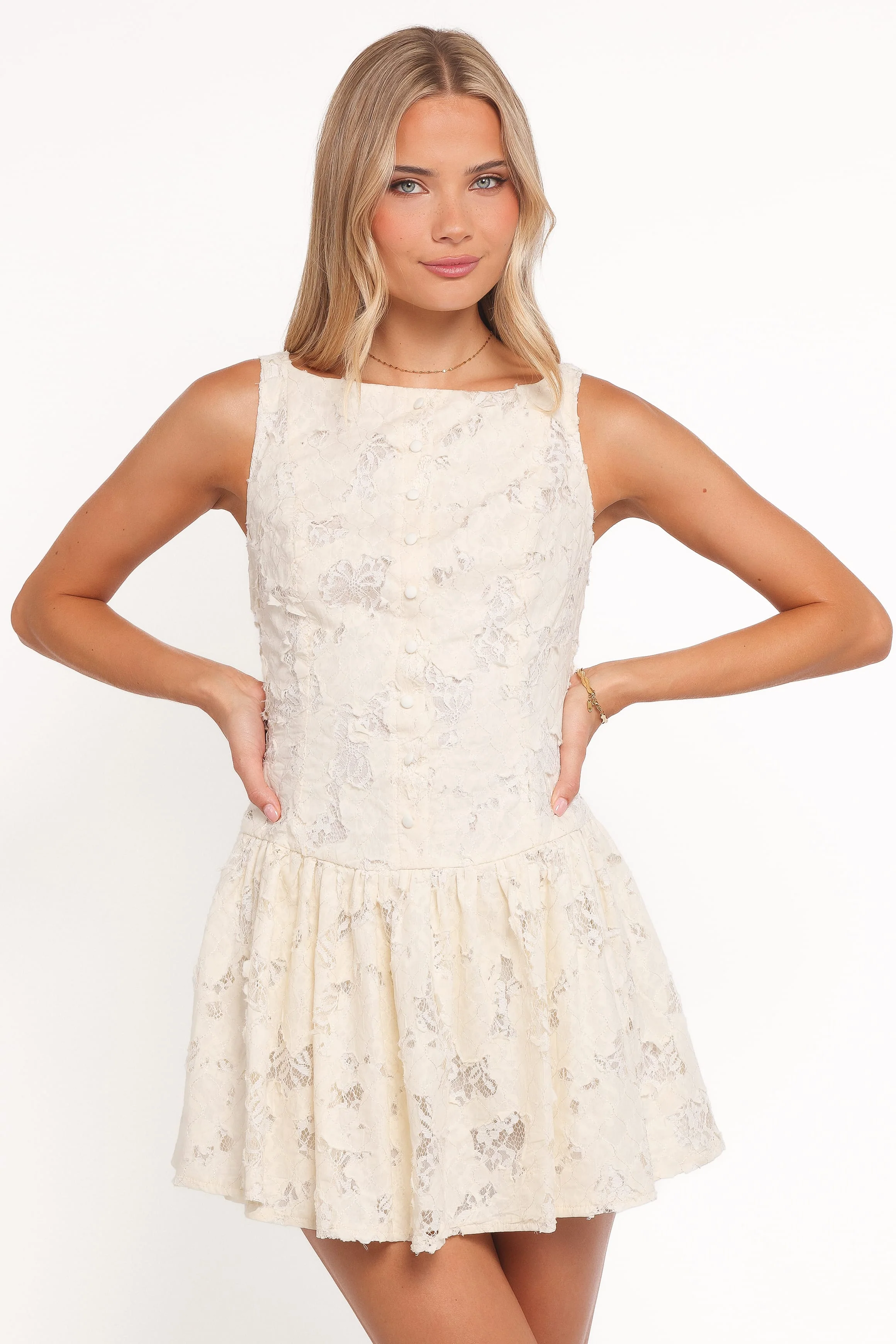 Briar Lace Mini Dress - Cream - Image 2