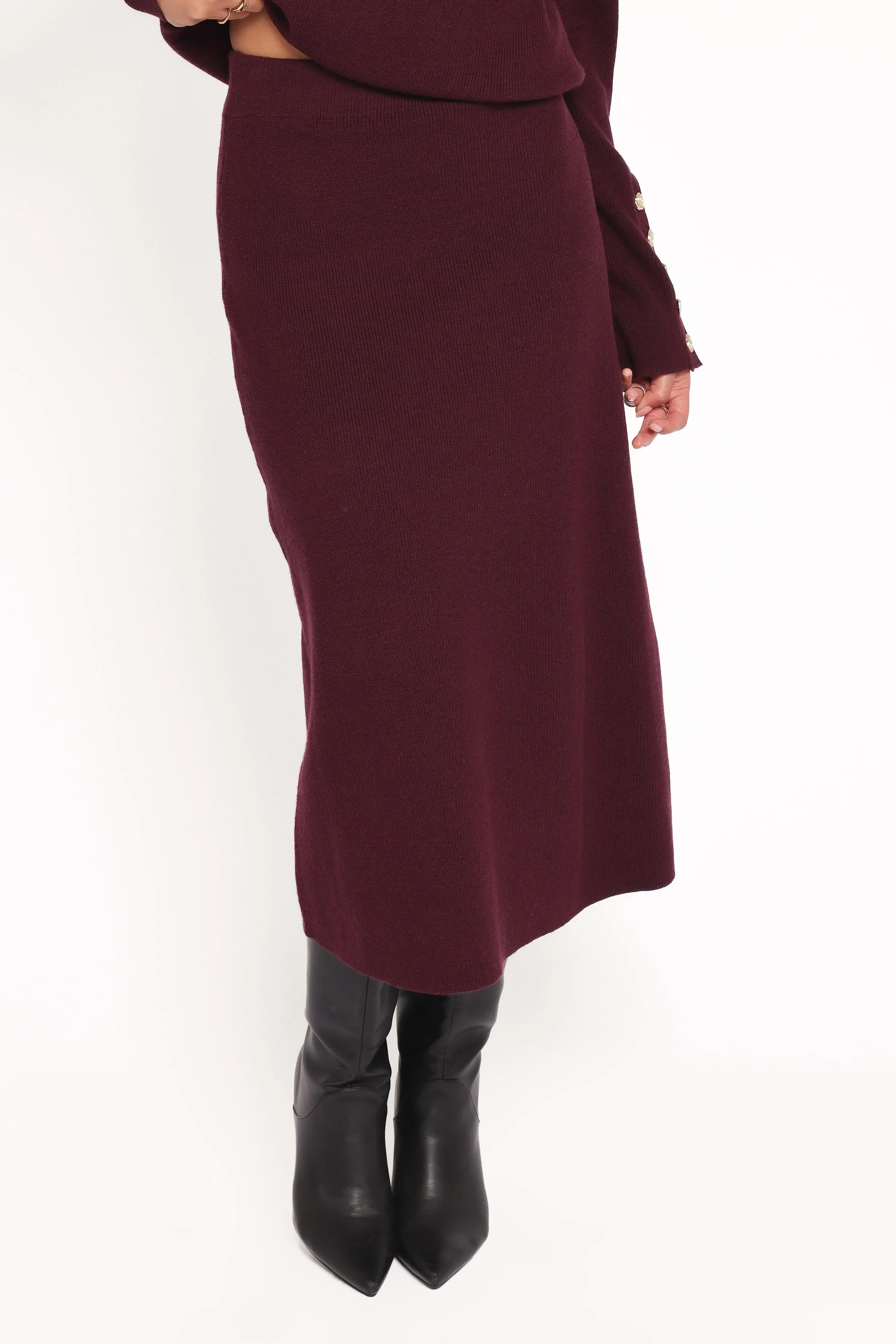 Bridget Maxi Skirt Sweater Set - Maroon - Image 5