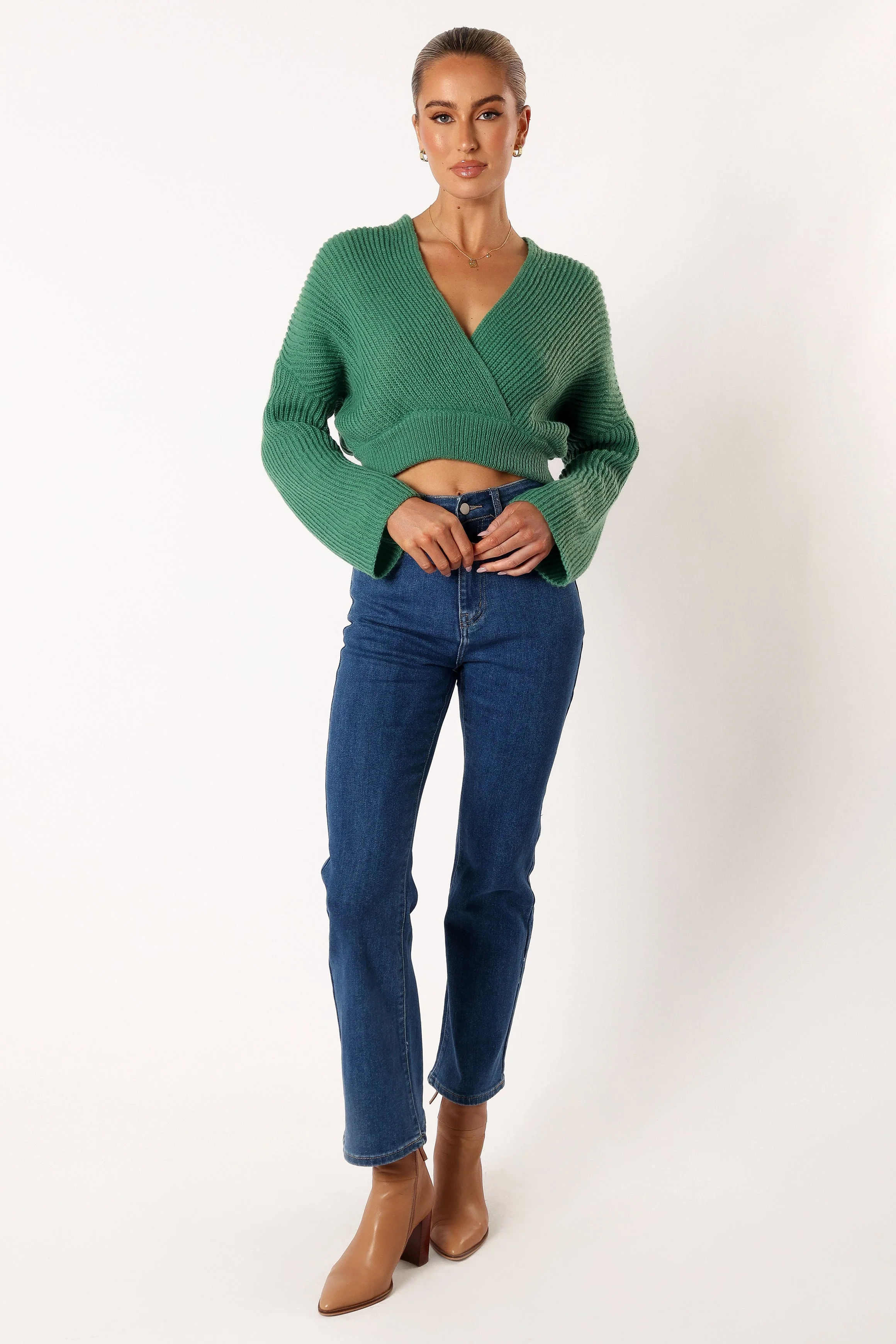 Brinley Crop Knit Sweater - Kelly Green - Image 7