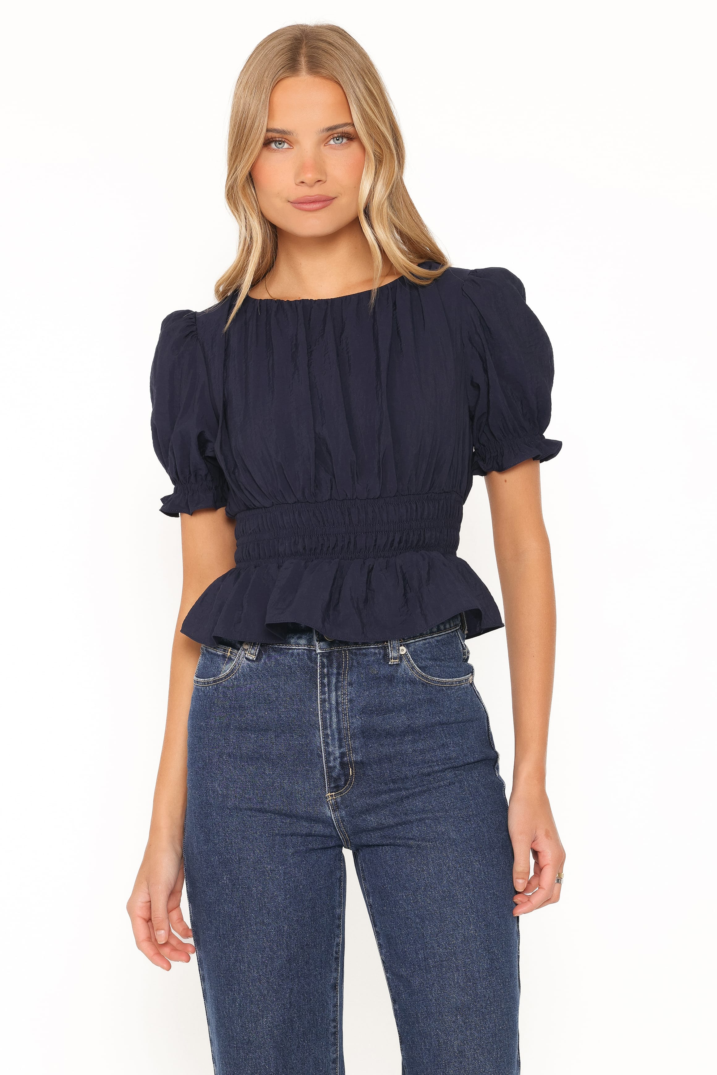 Britney Gathered Top - Navy - Image 2