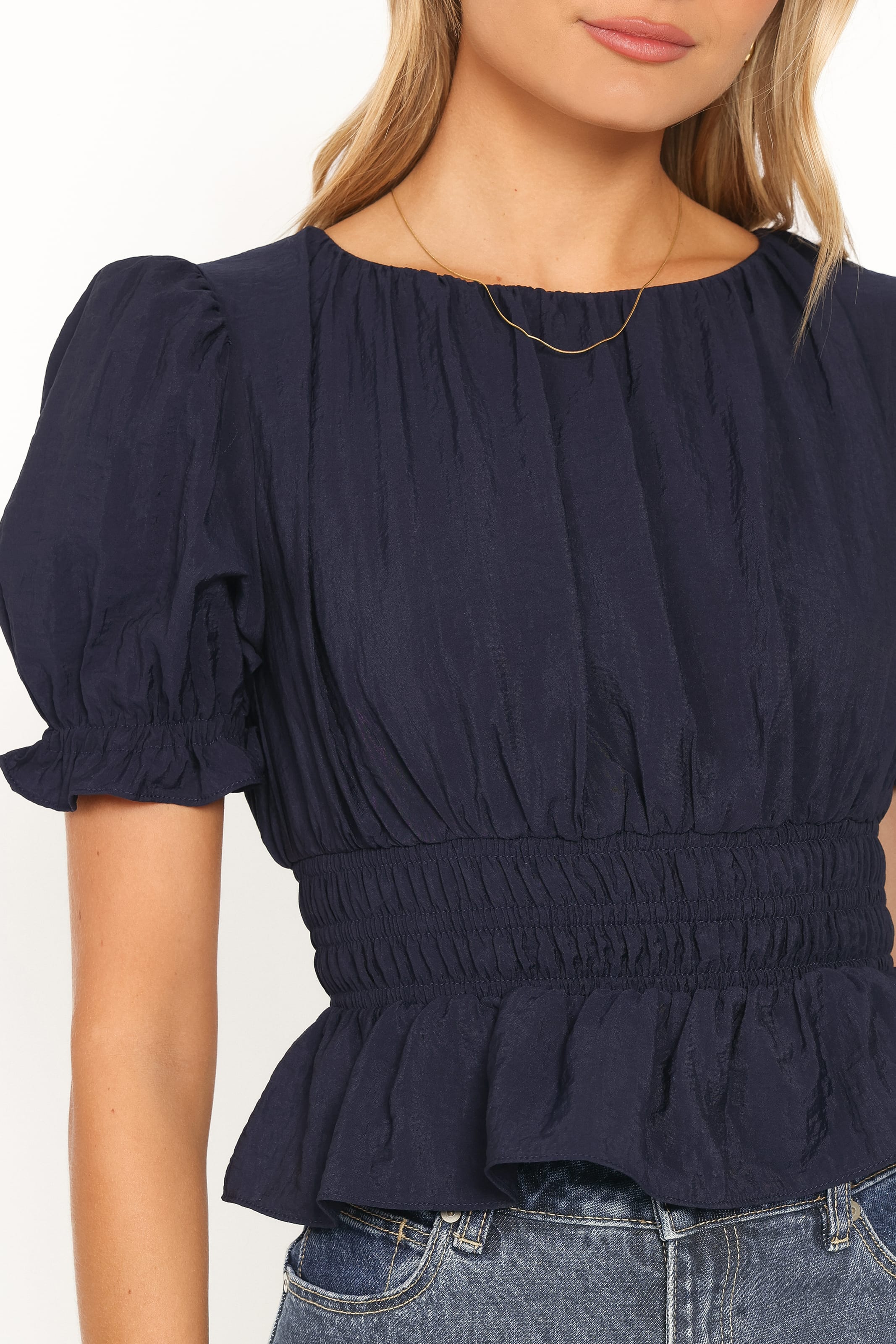 Britney Gathered Top - Navy - Image 3