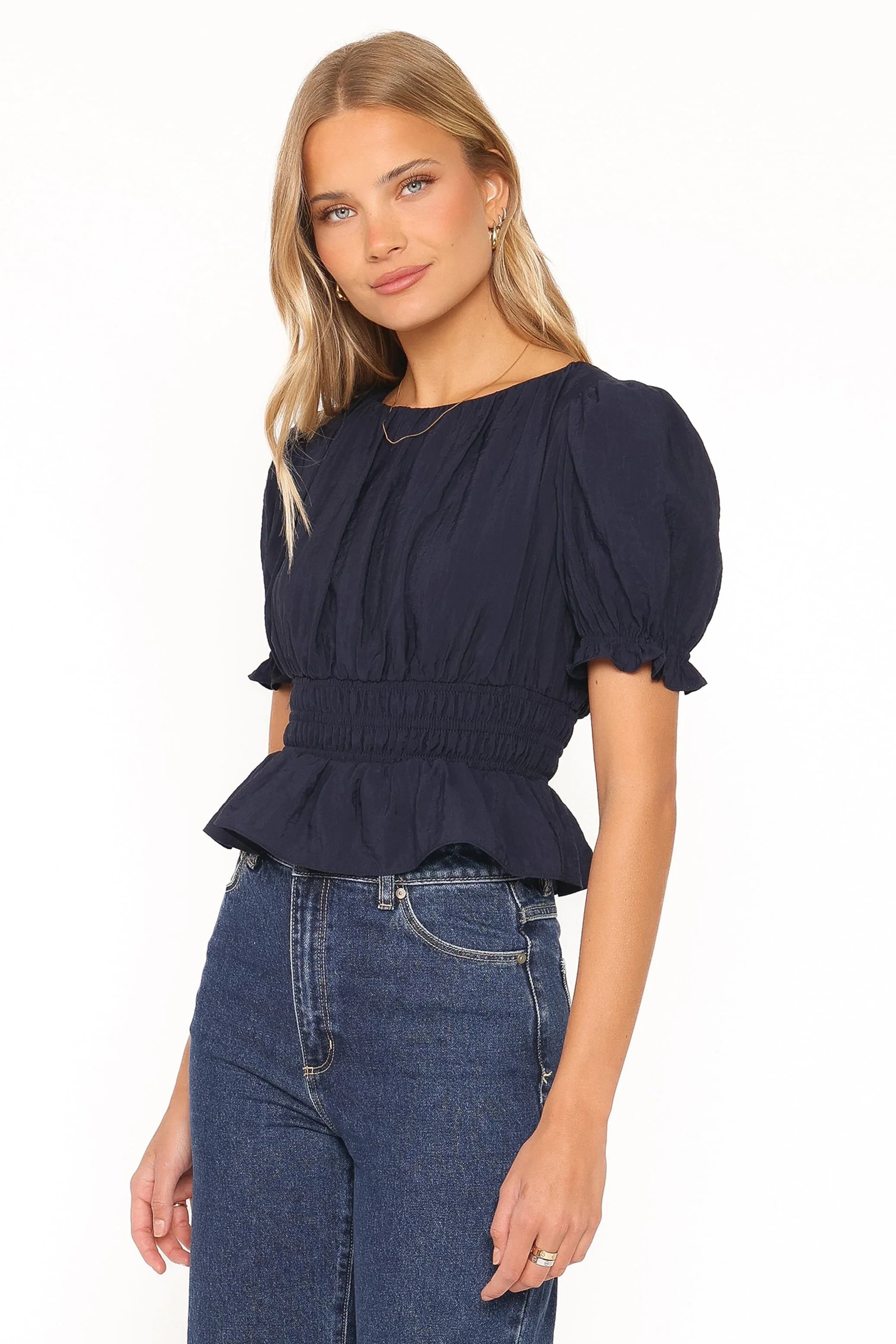 Britney Gathered Top - Navy - Image 4