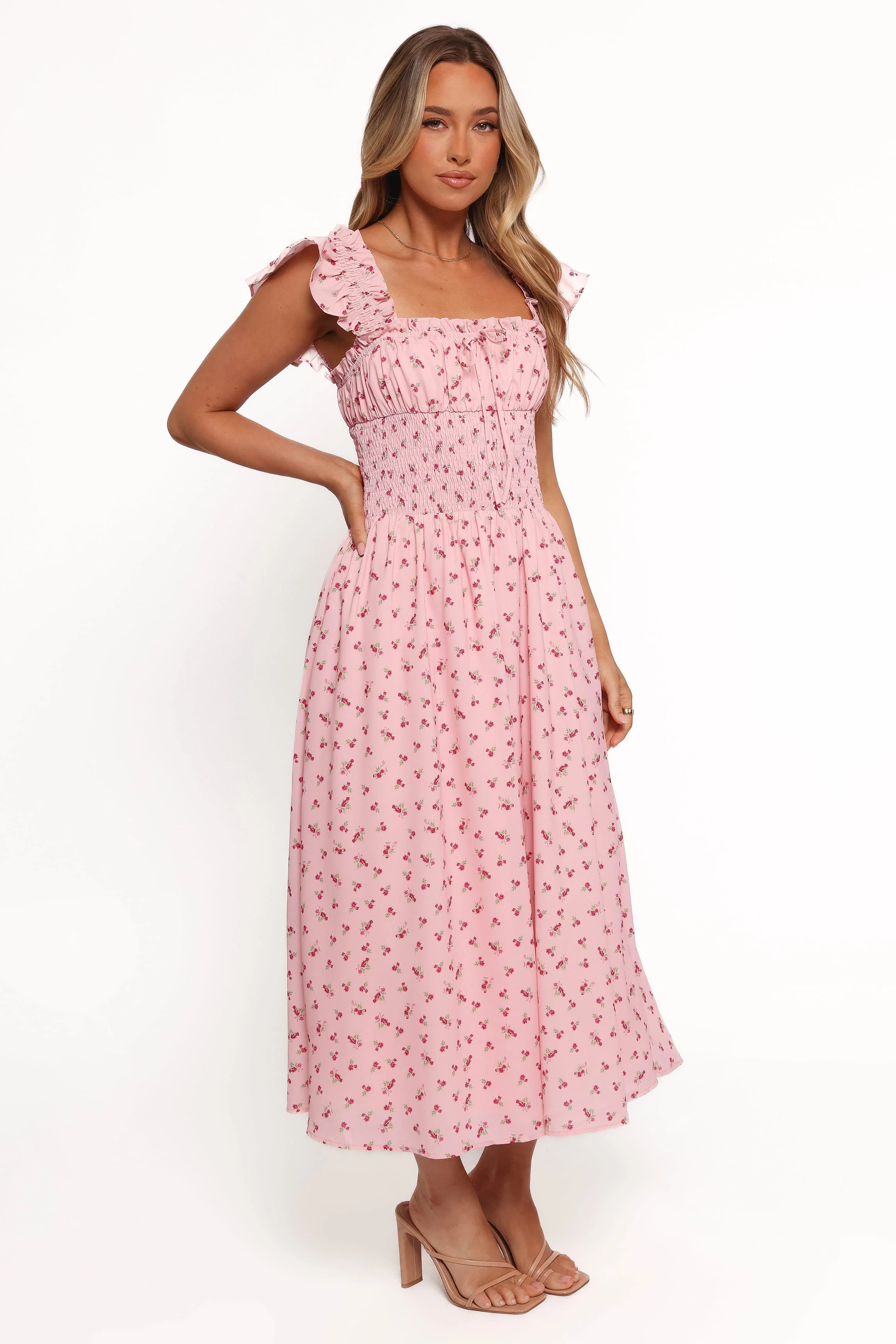 Bronte Midi Dress - Pink Floral - Image 6