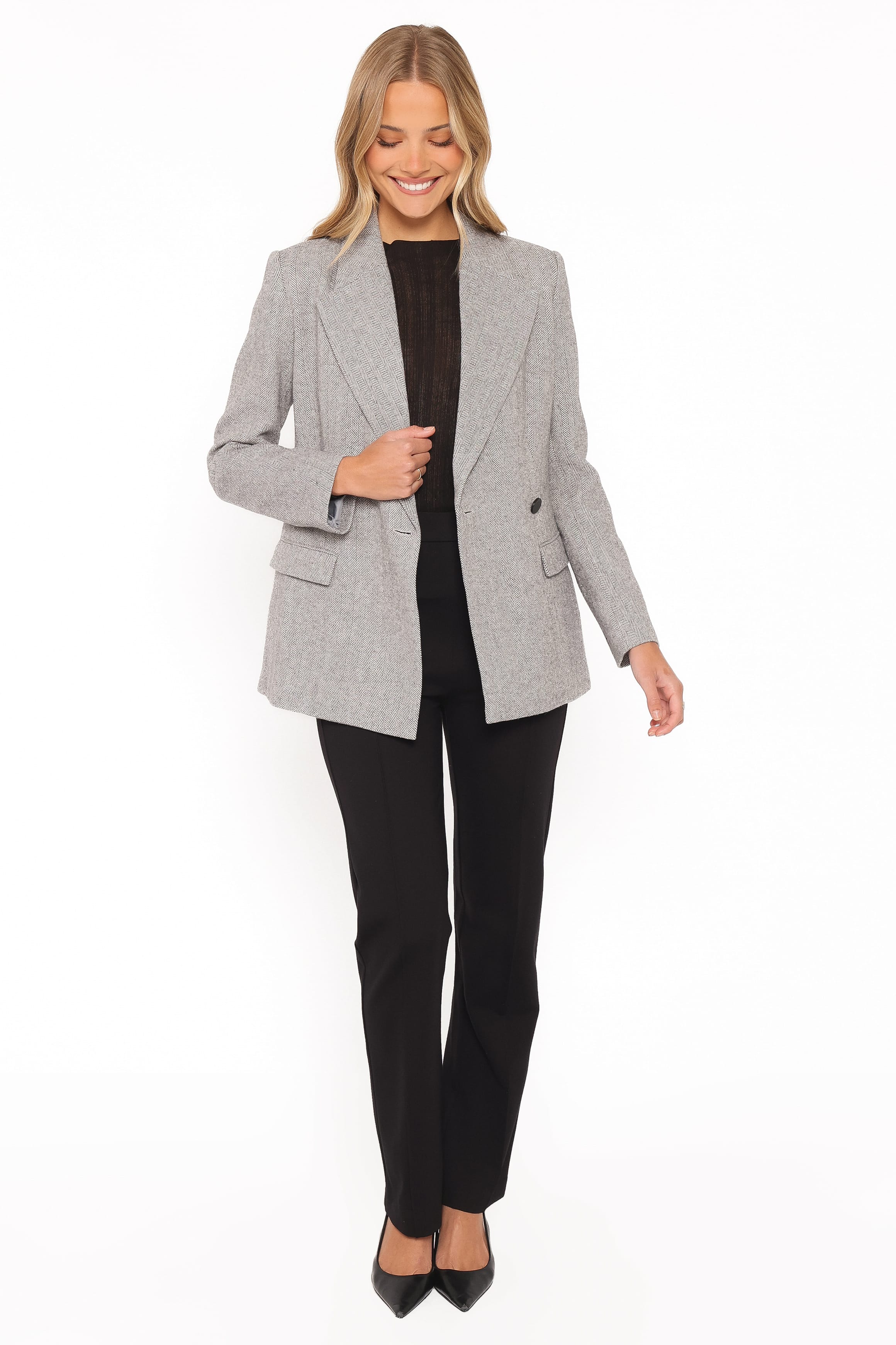 Brookes Double Breasted Blazer - Grey Houndstooth - Image 6