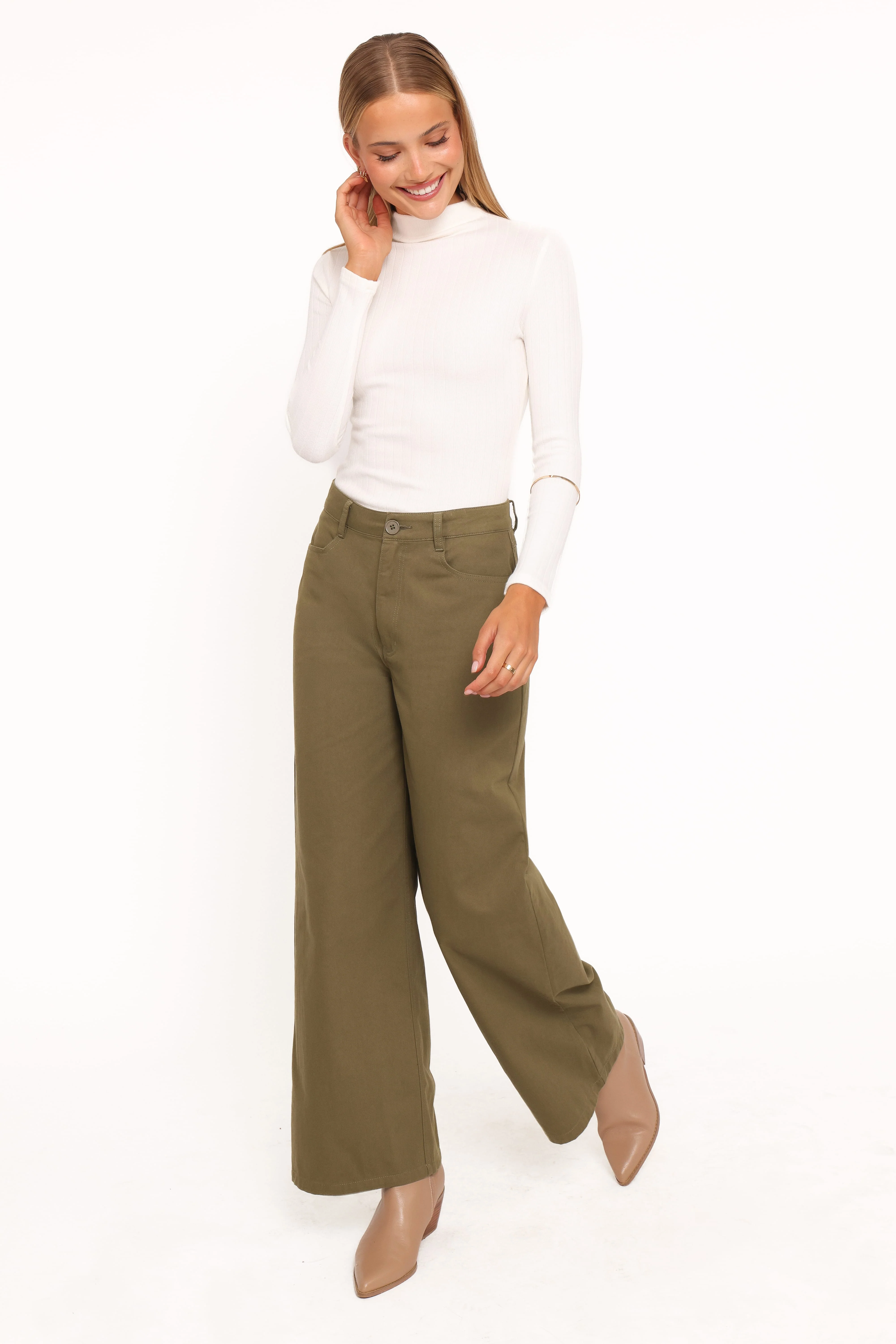 Brynn Straight Leg Pants - Khaki - Image 4