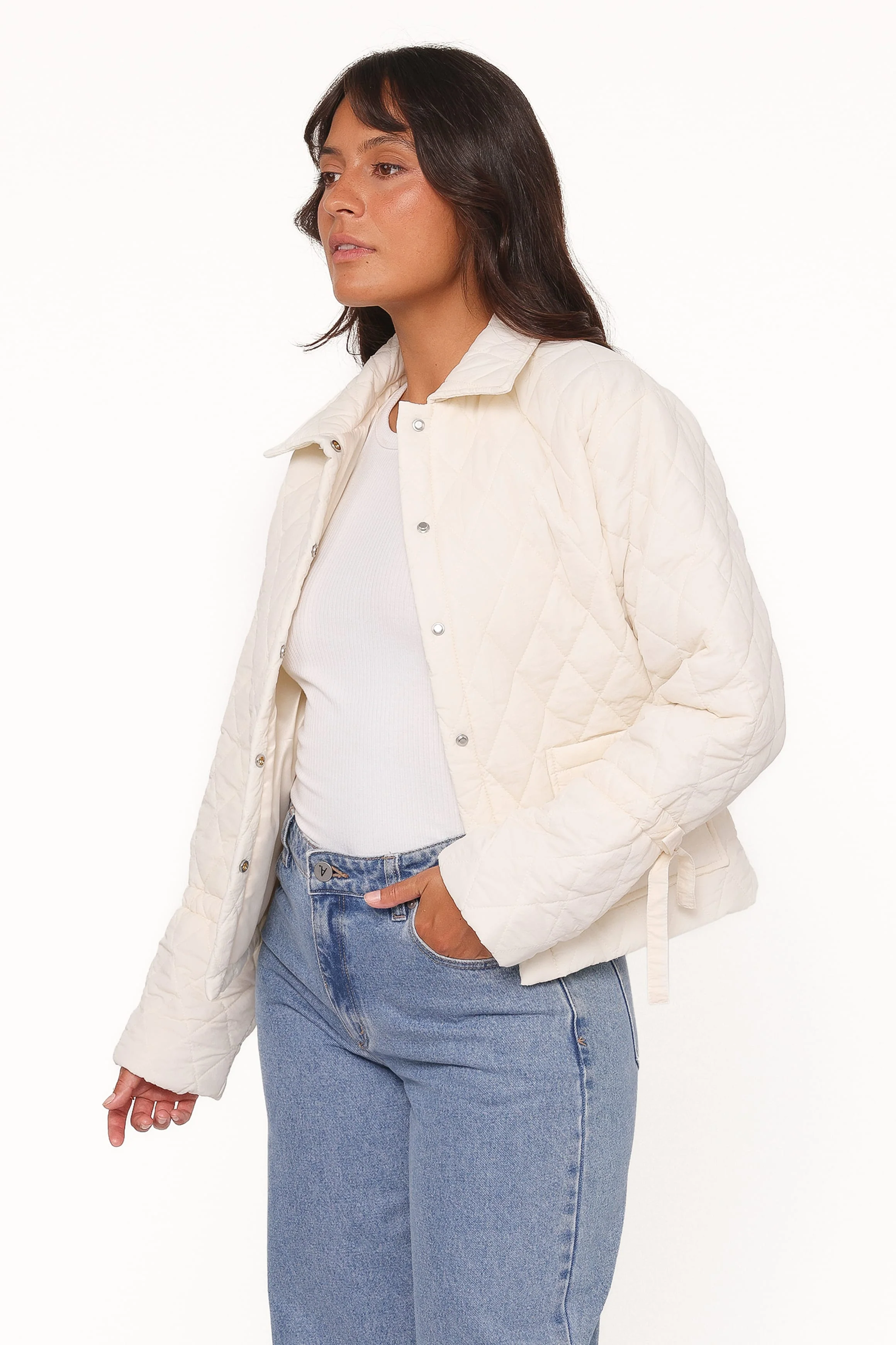 Caitlin Quilted Jacket - Cream - Image 4