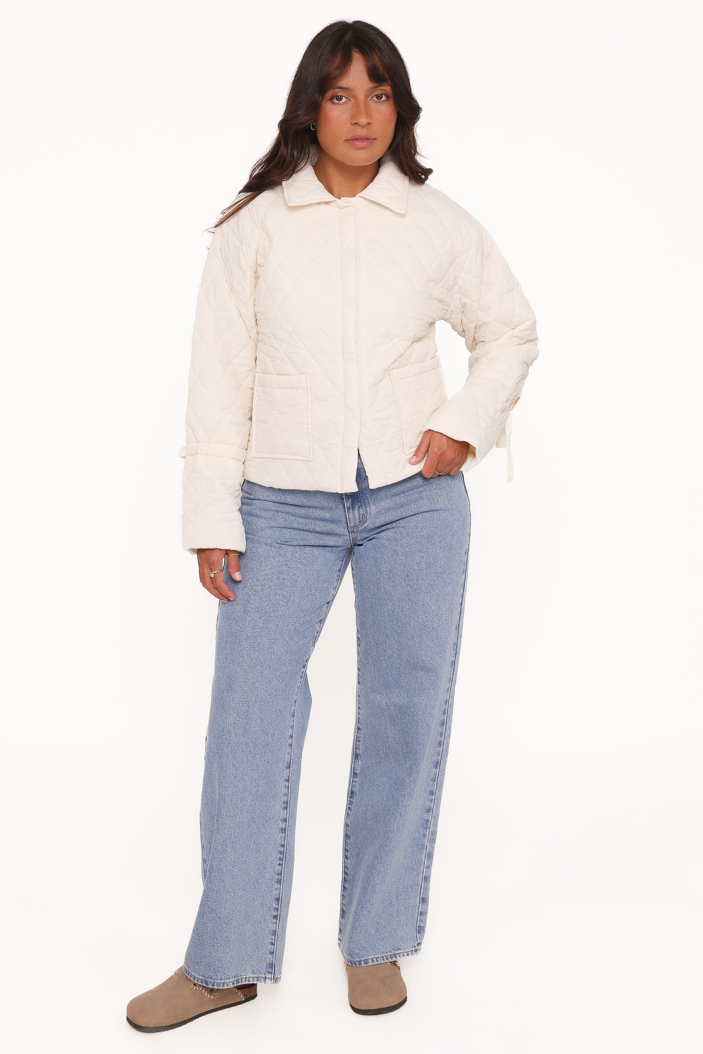 Caitlin Quilted Jacket - Cream - Image 6