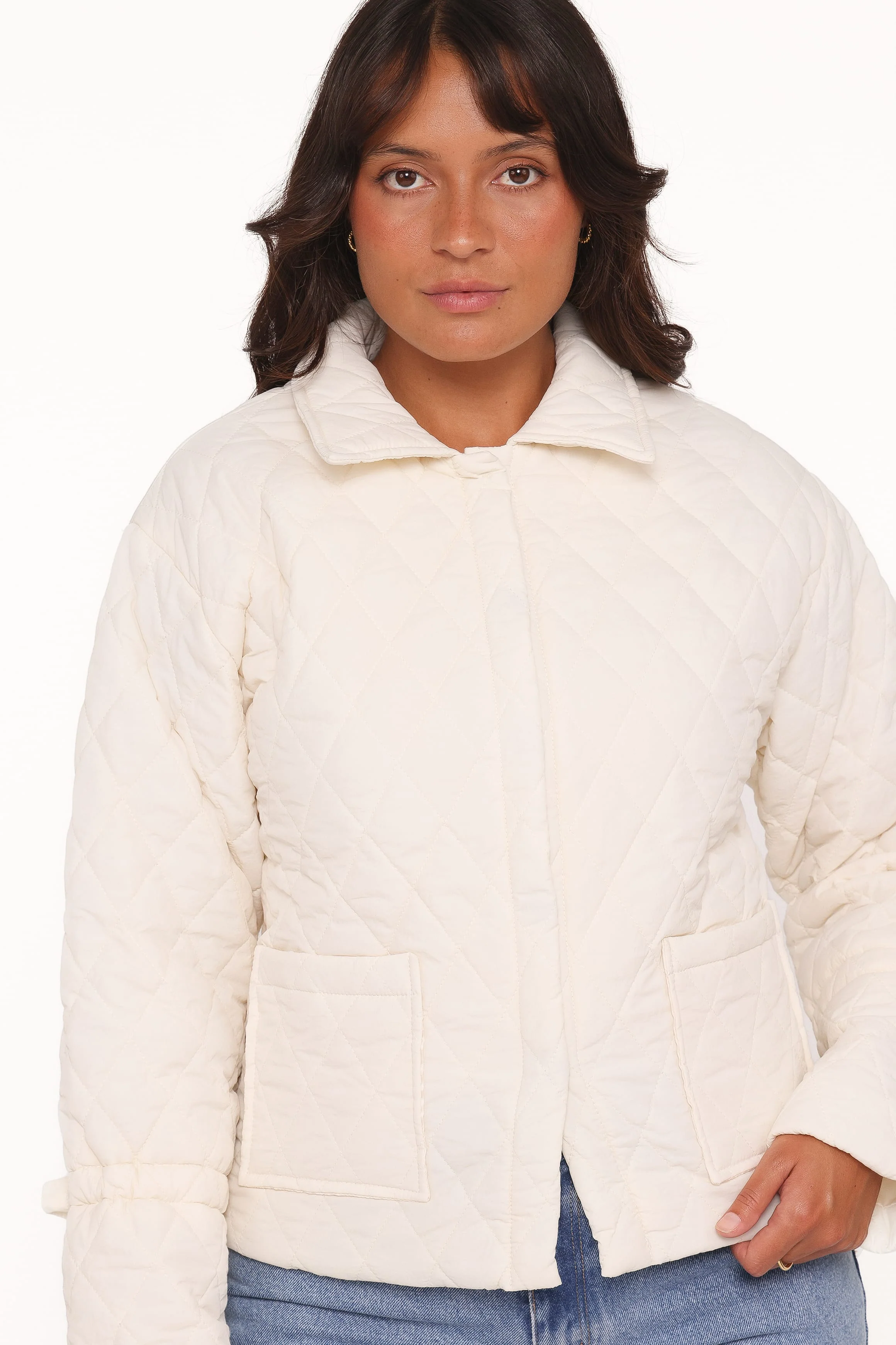 Caitlin Quilted Jacket - Cream - Image 7