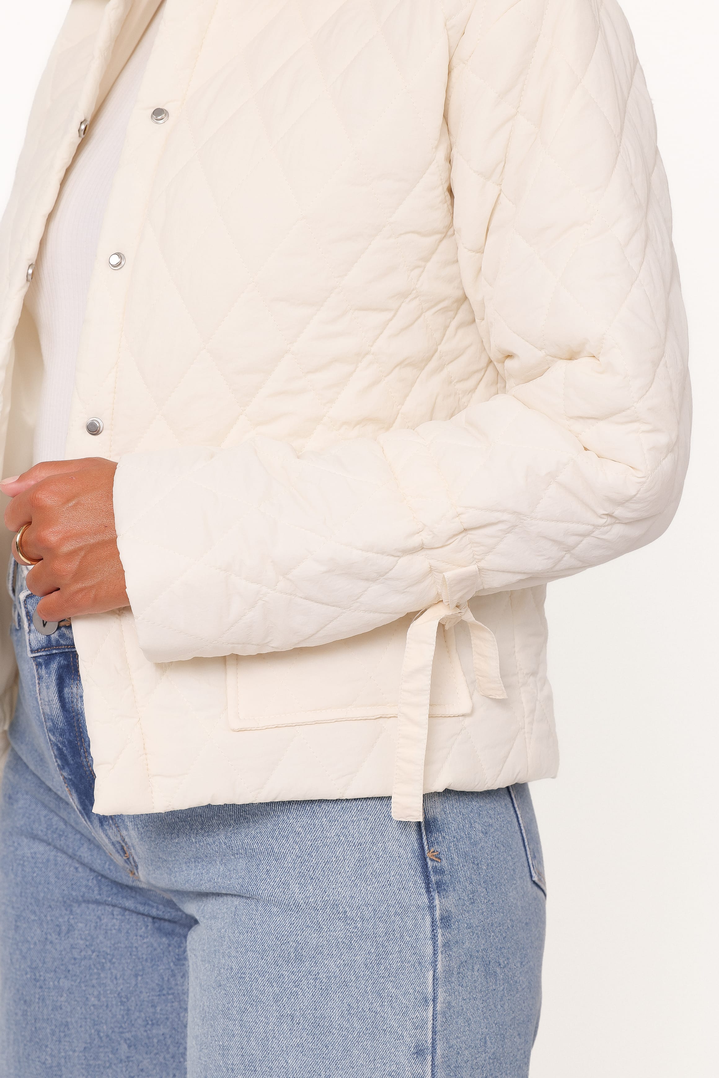 Caitlin Quilted Jacket - Cream - Image 8