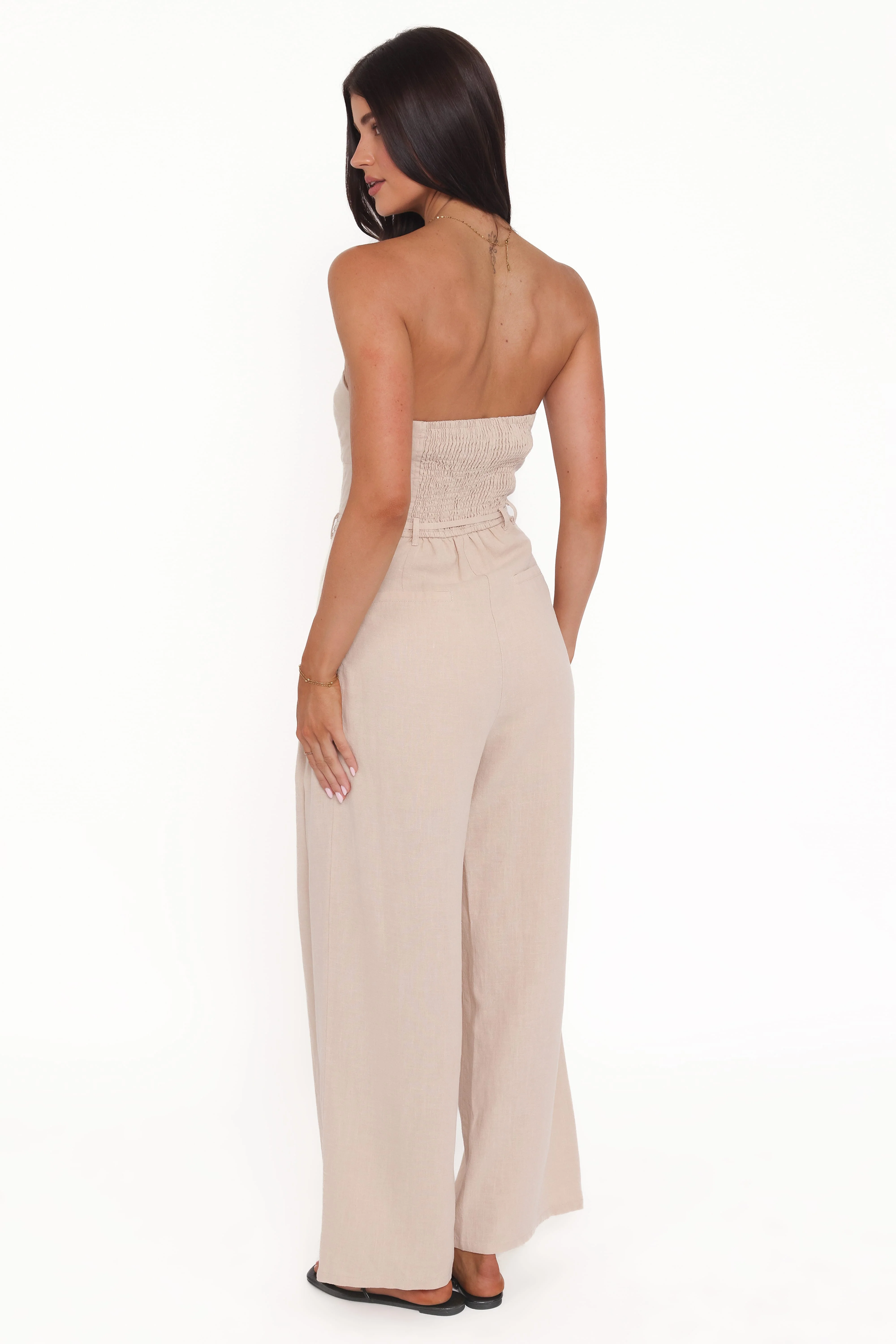 Calliope Tie Waist Jumpsuit - Wheat - Image 4