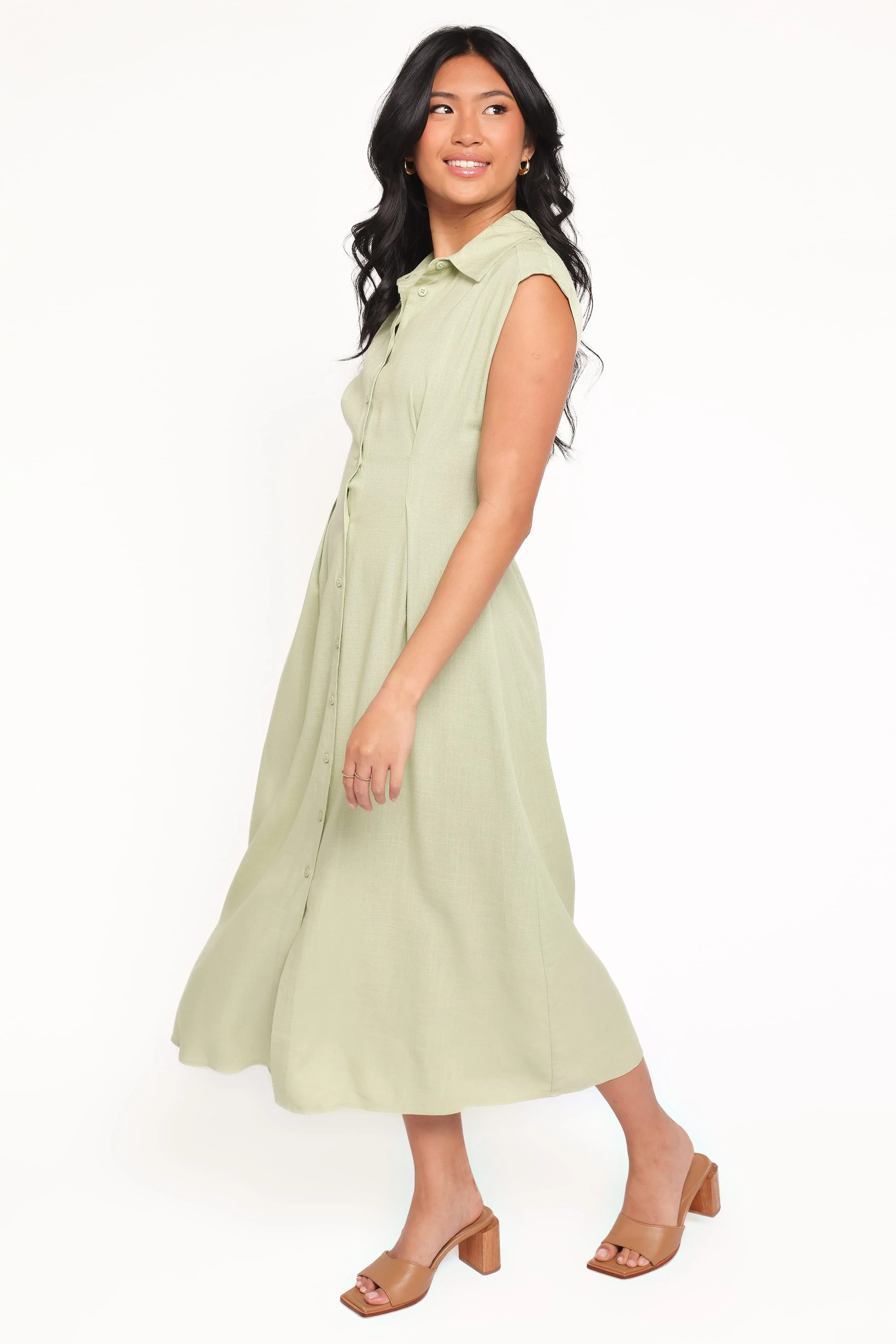 Cami Midi Dress - Green - Image 4