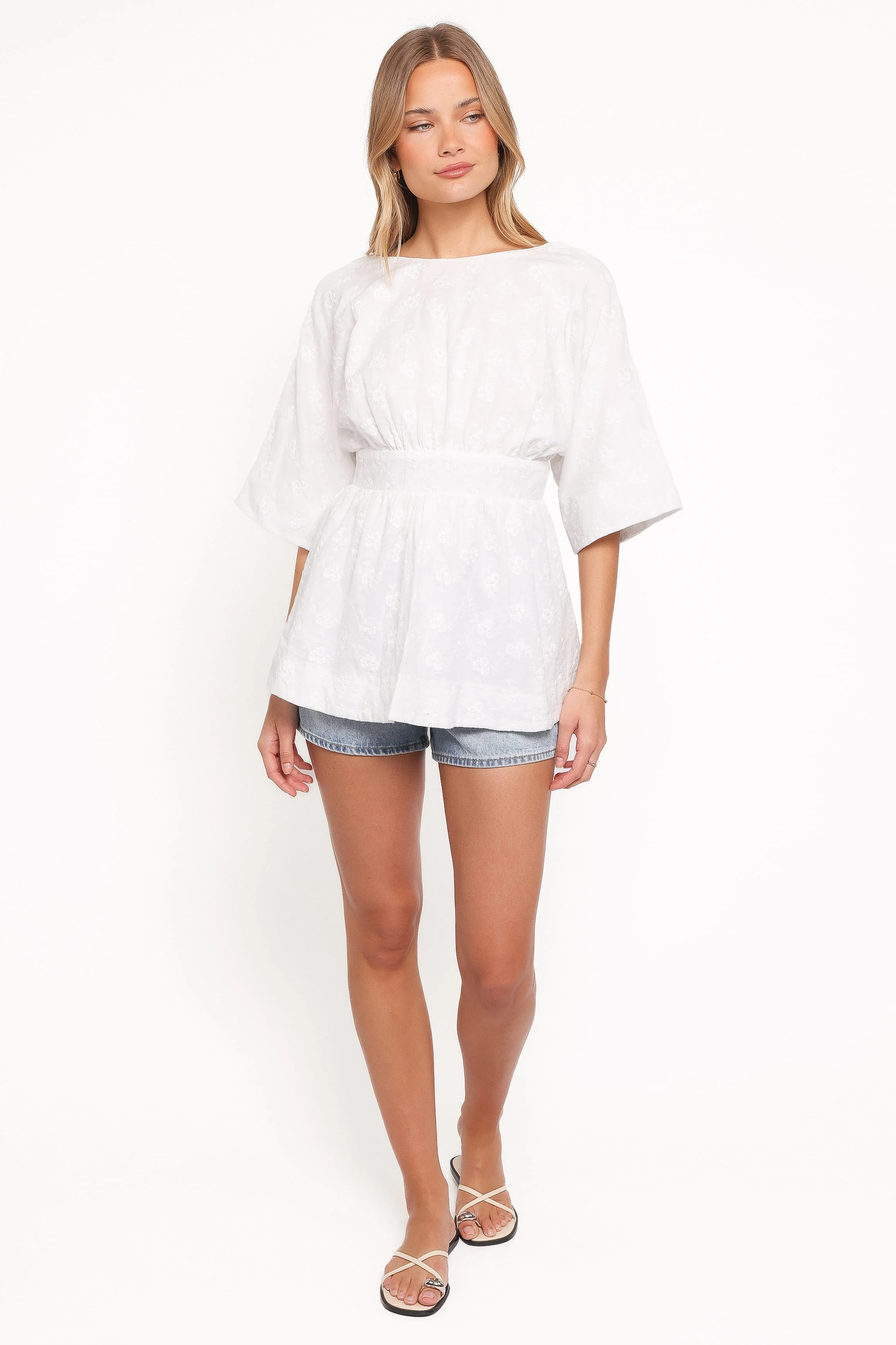 Camila Open Back Top - White Embroidery - Image 6