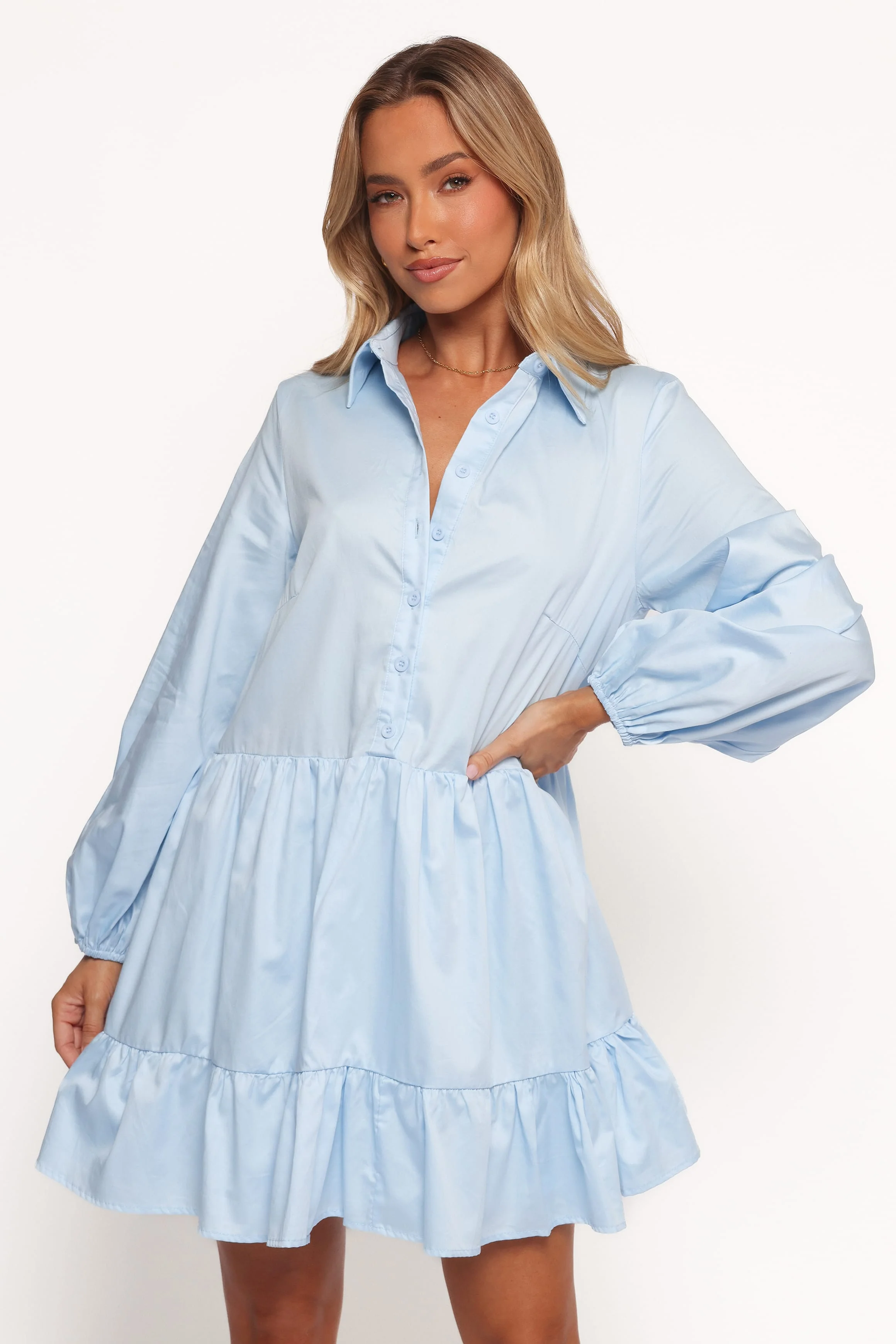 Carlotta Long Sleeve Mini Dress - Blue - Image 2