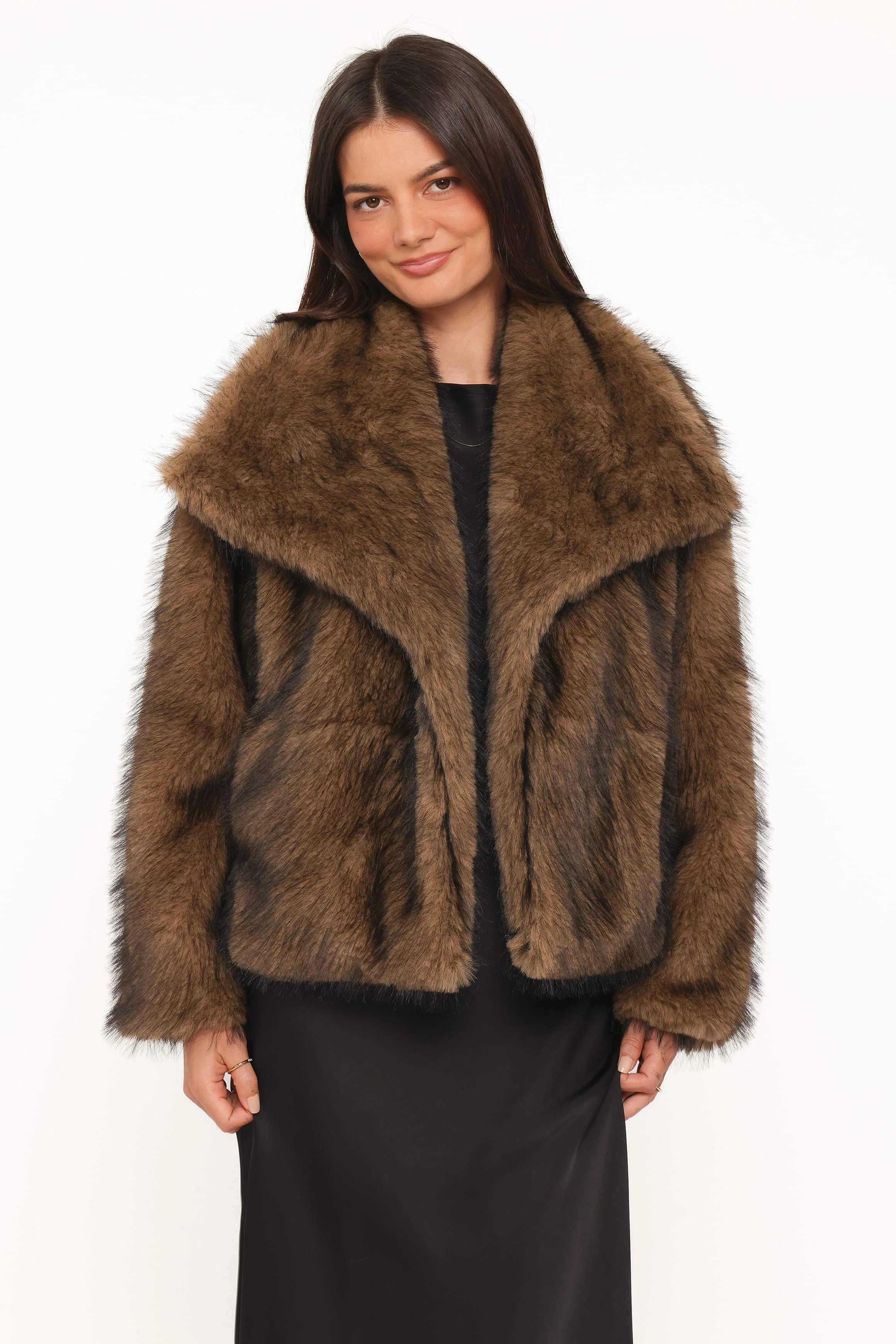 Carmie Fur Collared Jacket - Brown - Image 2