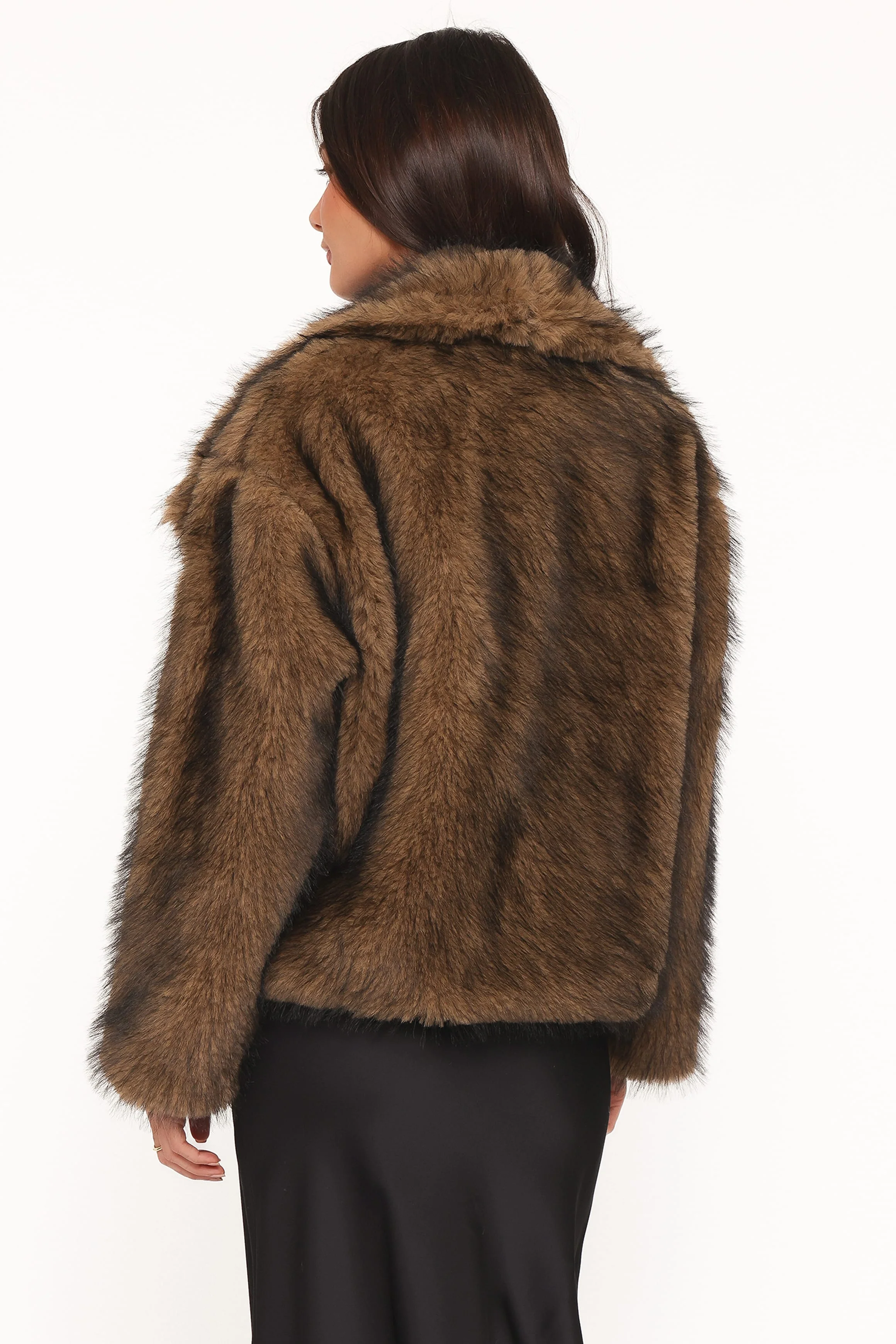 Carmie Fur Collared Jacket - Brown - Image 4
