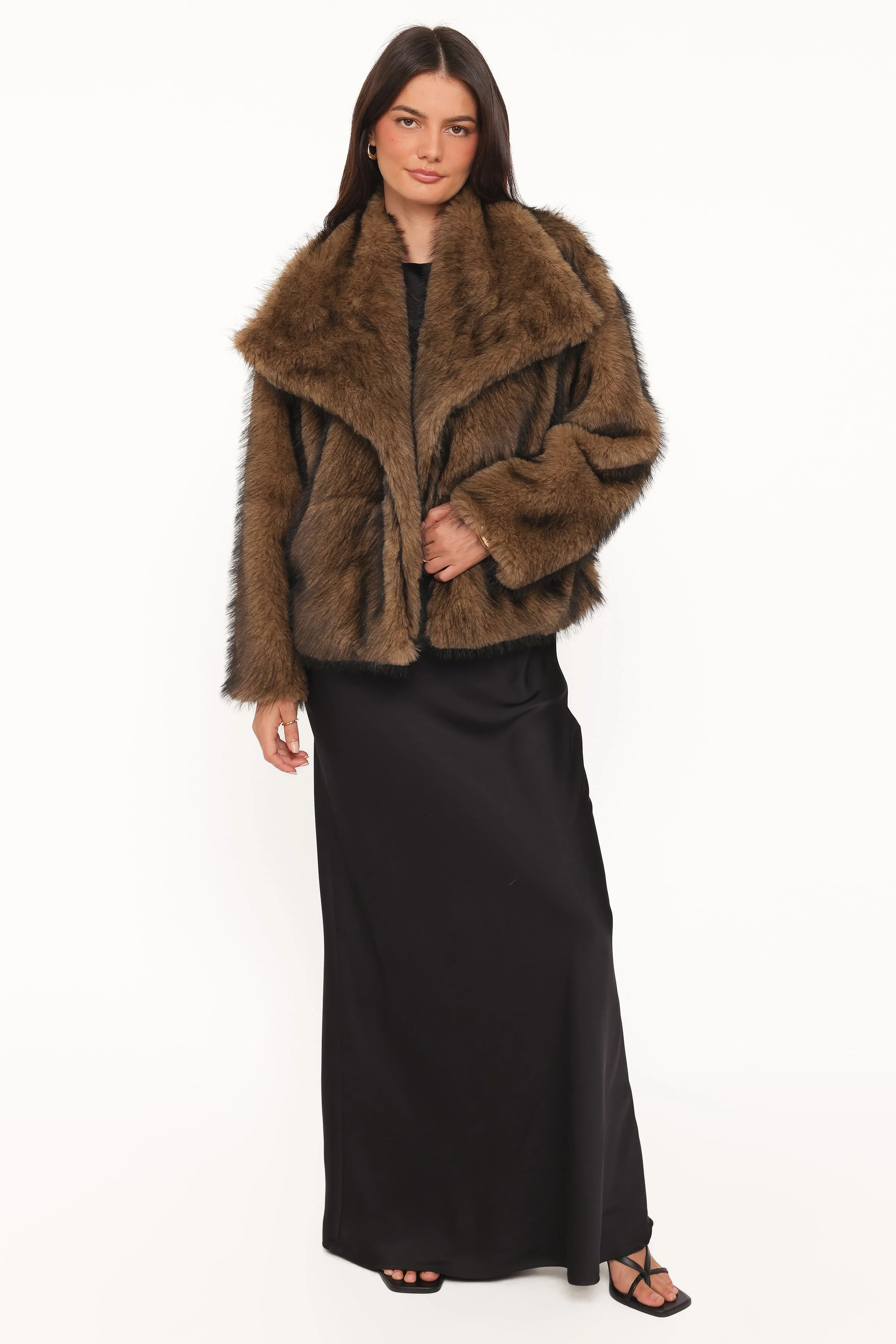 Carmie Fur Collared Jacket - Brown - Image 5
