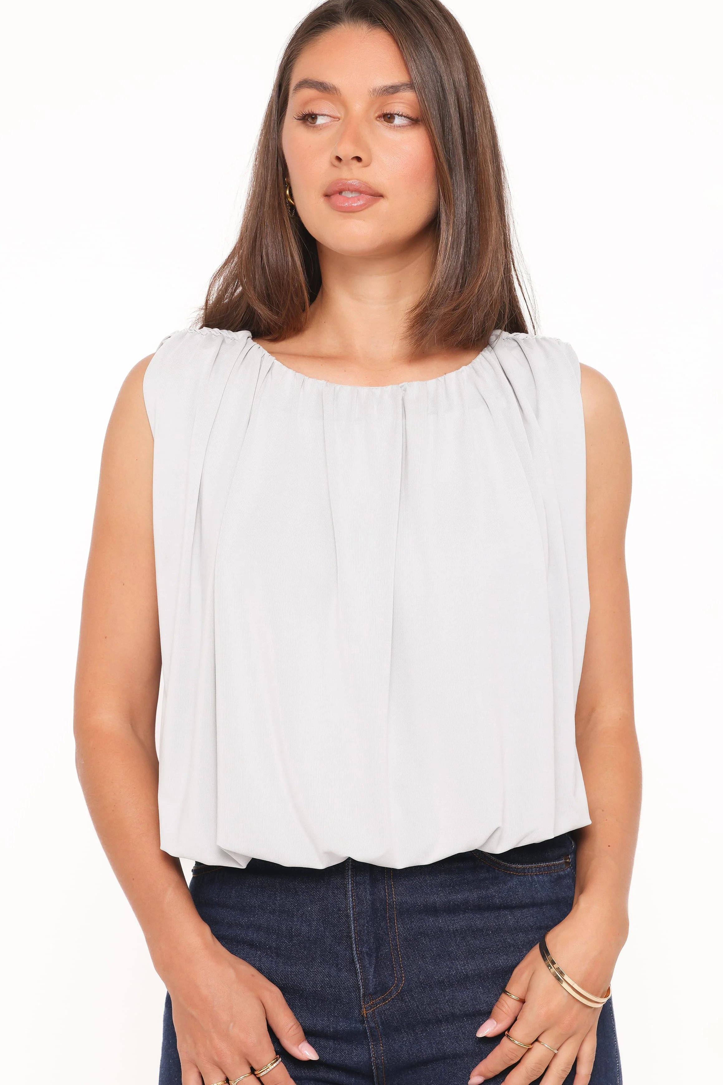 Carole Bubble Top -  Pale Blue