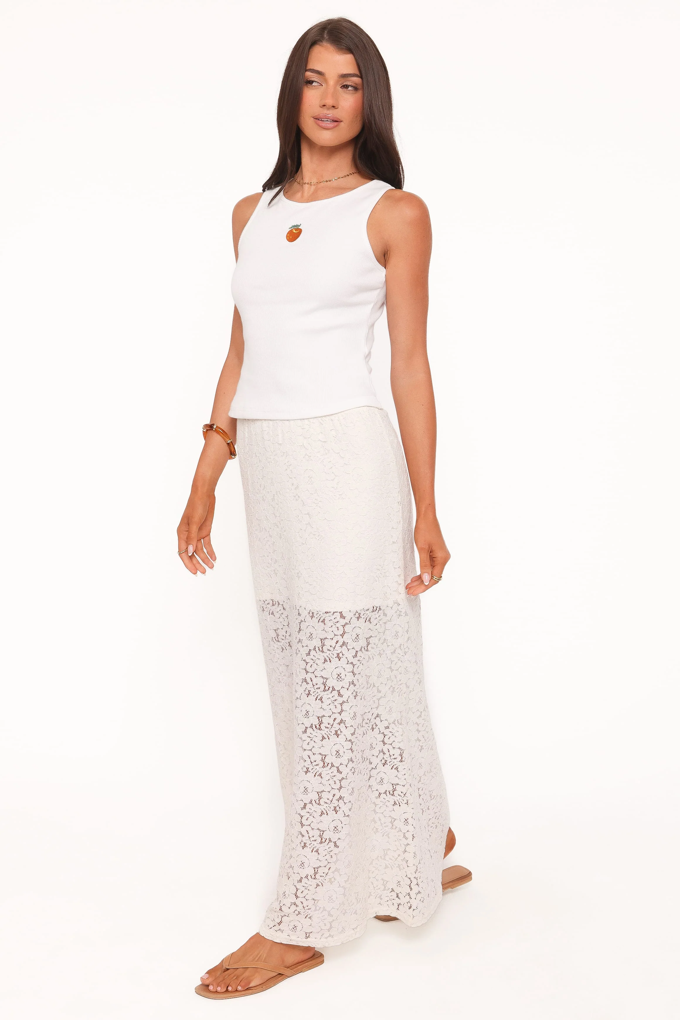 Cassie Lace Maxi Skirt - Cream - Image 3