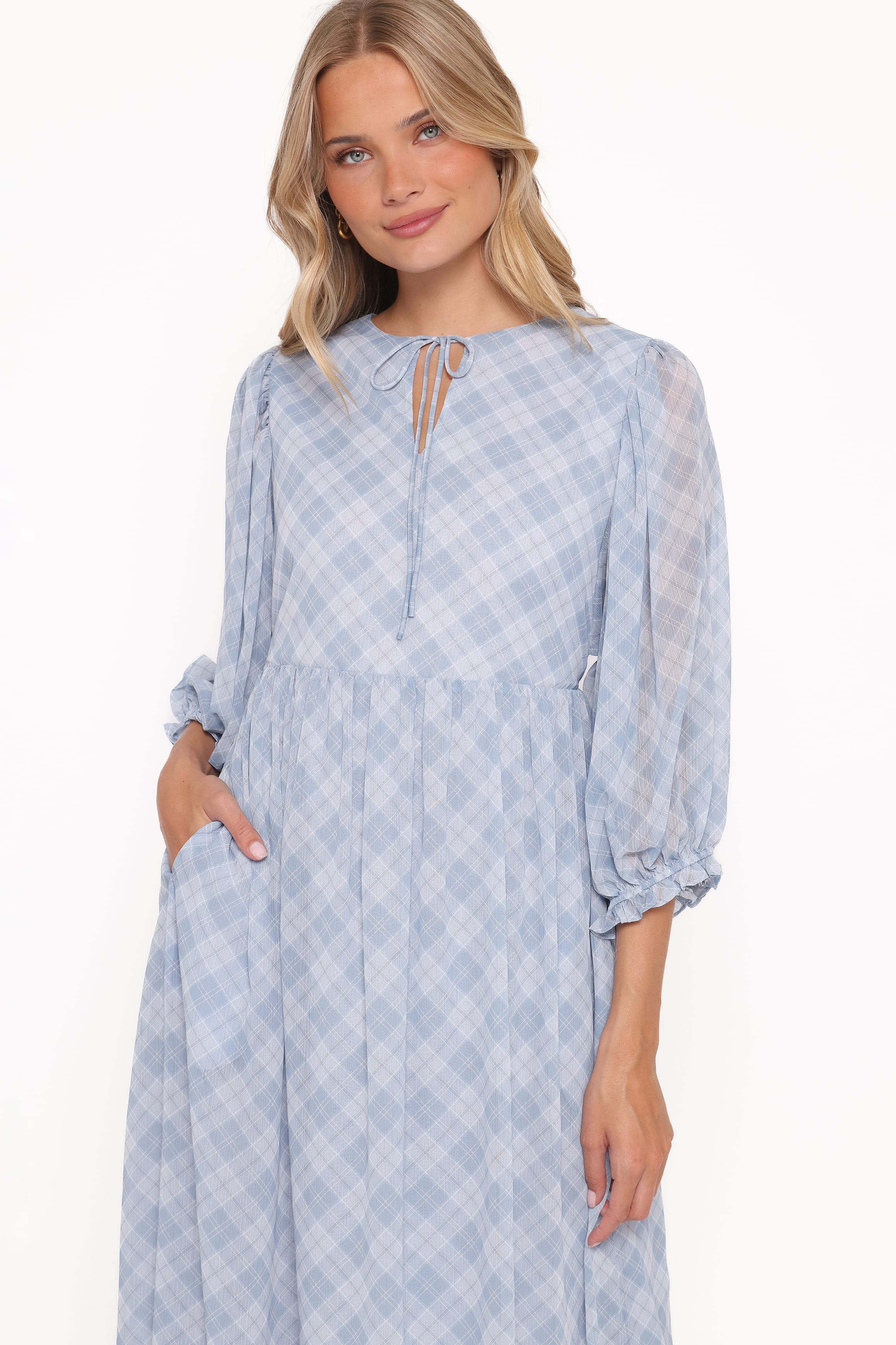 Cassina Maxi Dress - Blue Plaid - Image 3