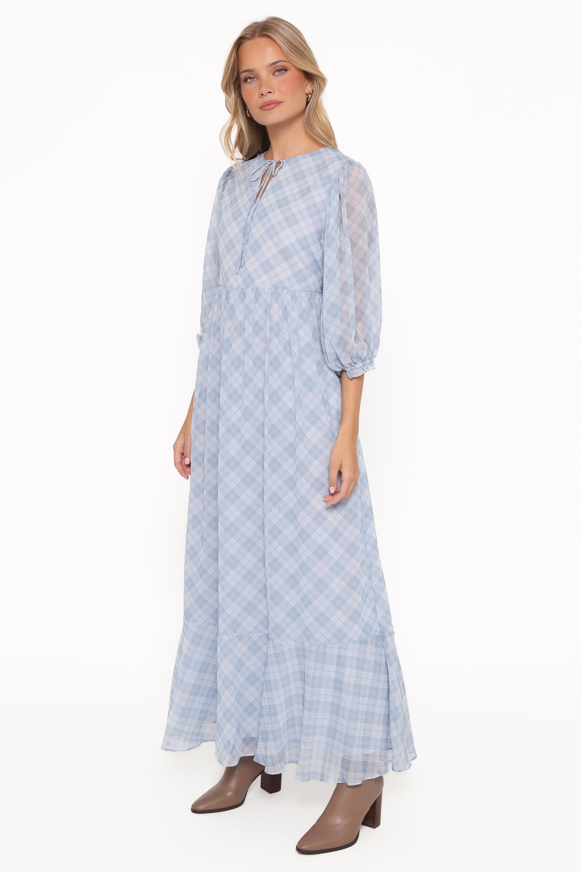 Cassina Maxi Dress - Blue Plaid - Image 4