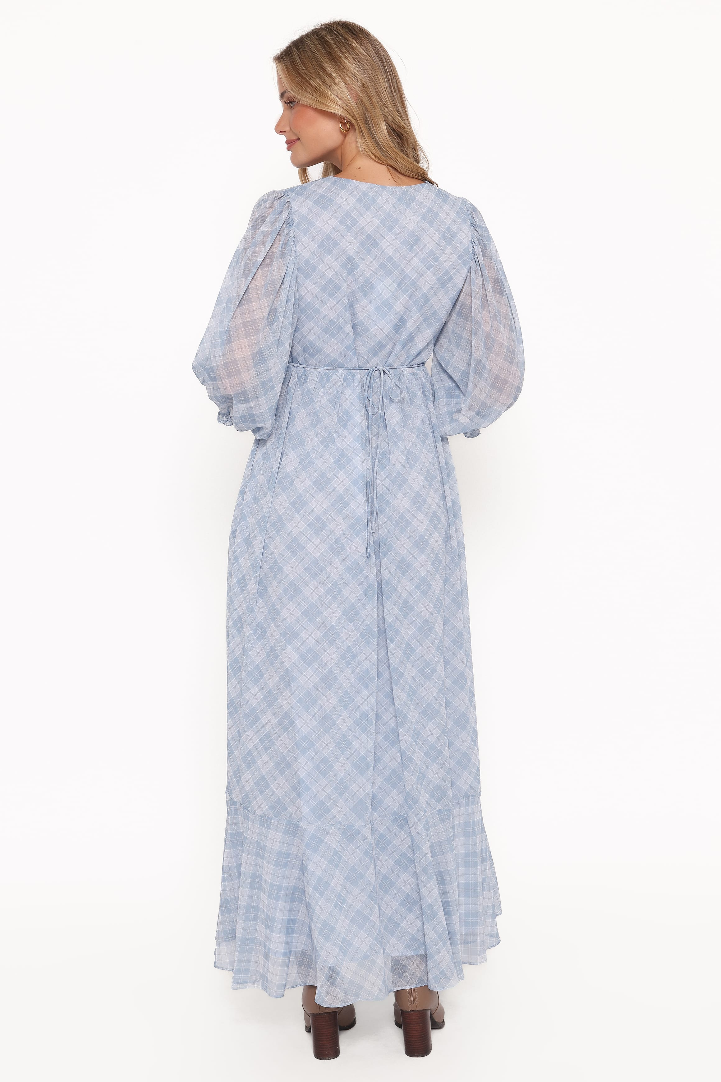 Cassina Maxi Dress - Blue Plaid - Image 5