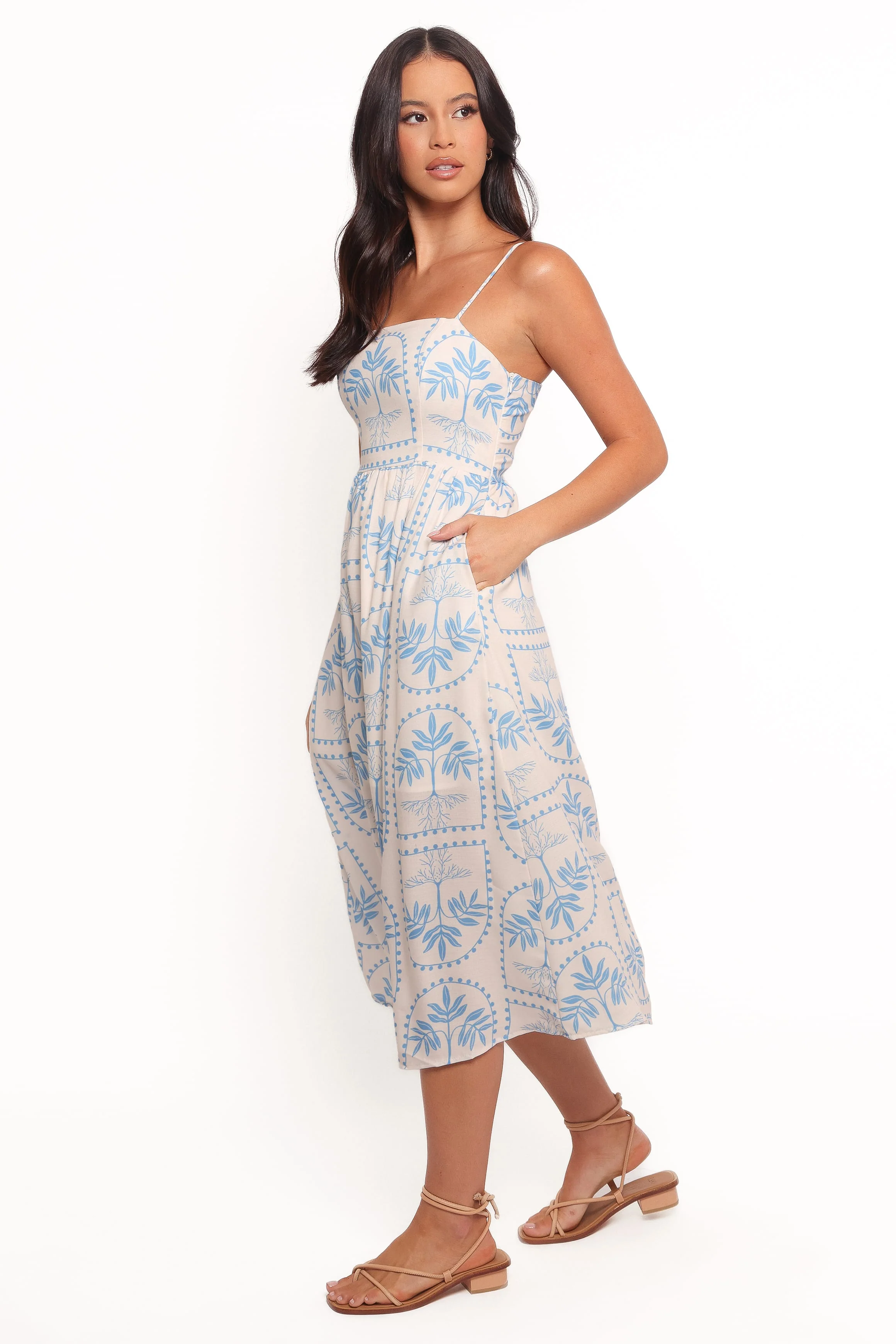 Cathy Midi Dress - Blue/White - Image 3