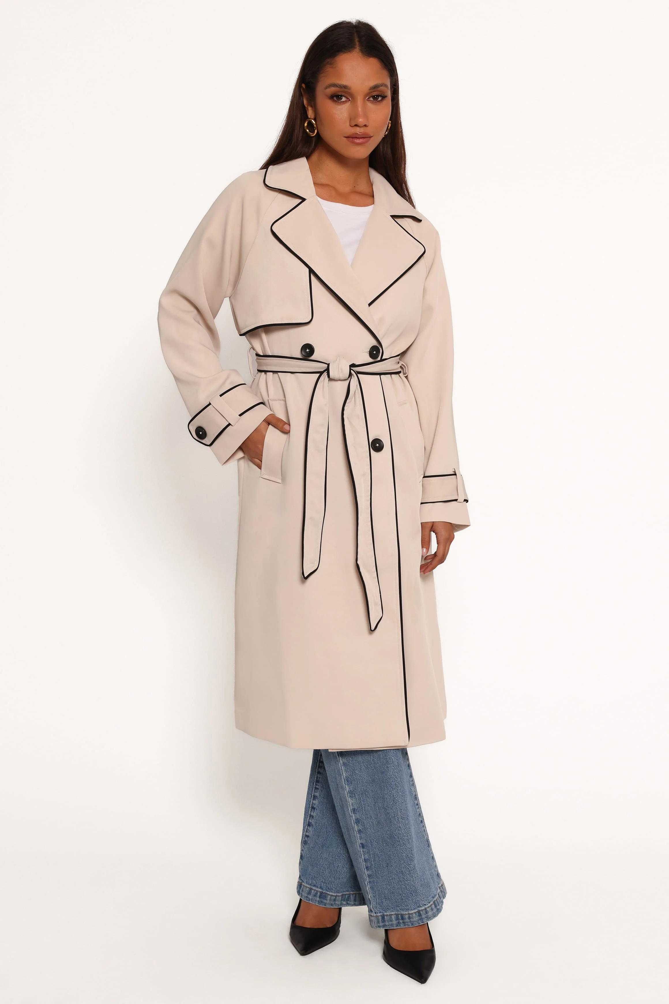 Cayenne Contrast Binding Trench Coat - Beige - Image 2