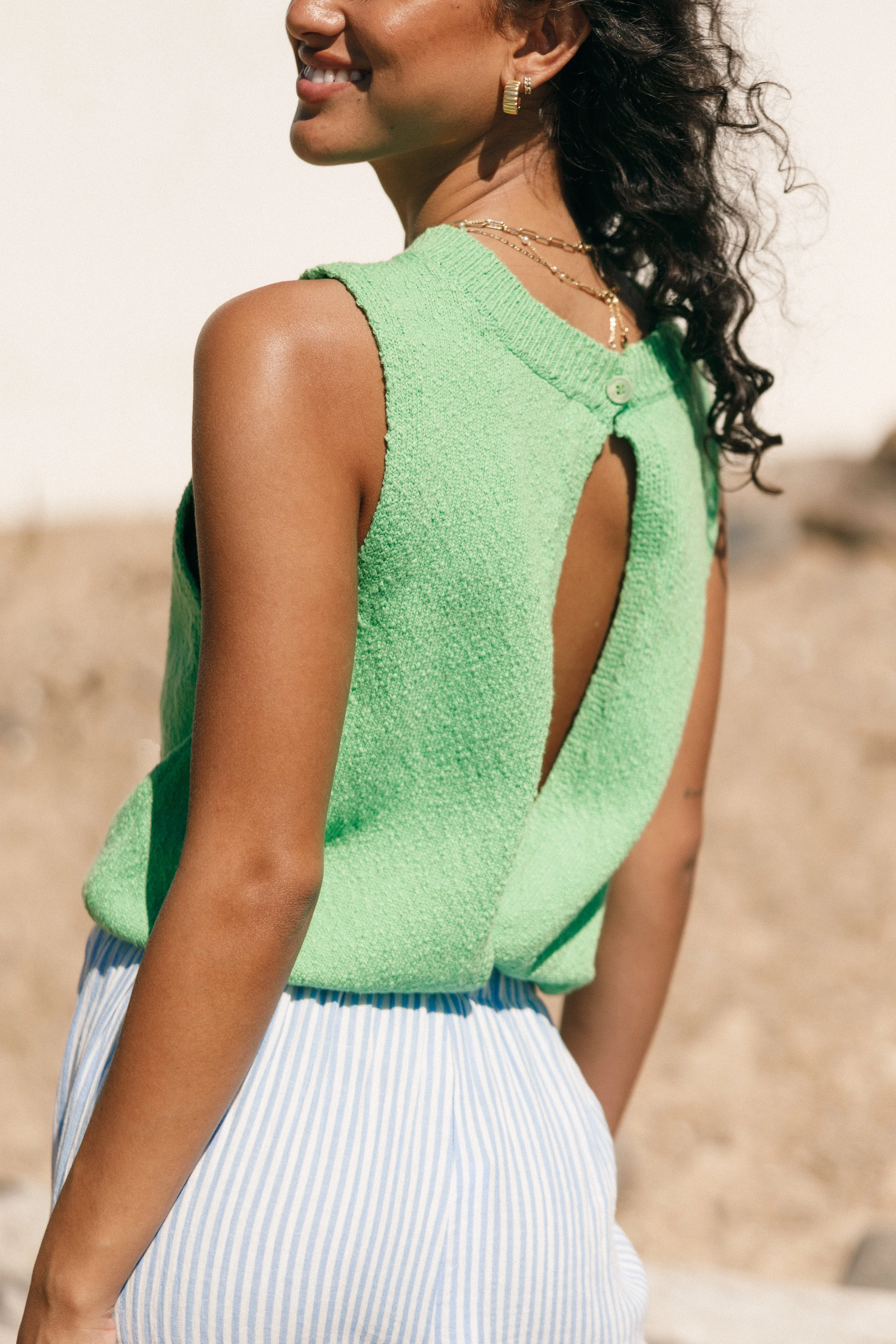 Cece Open Back Top - Green