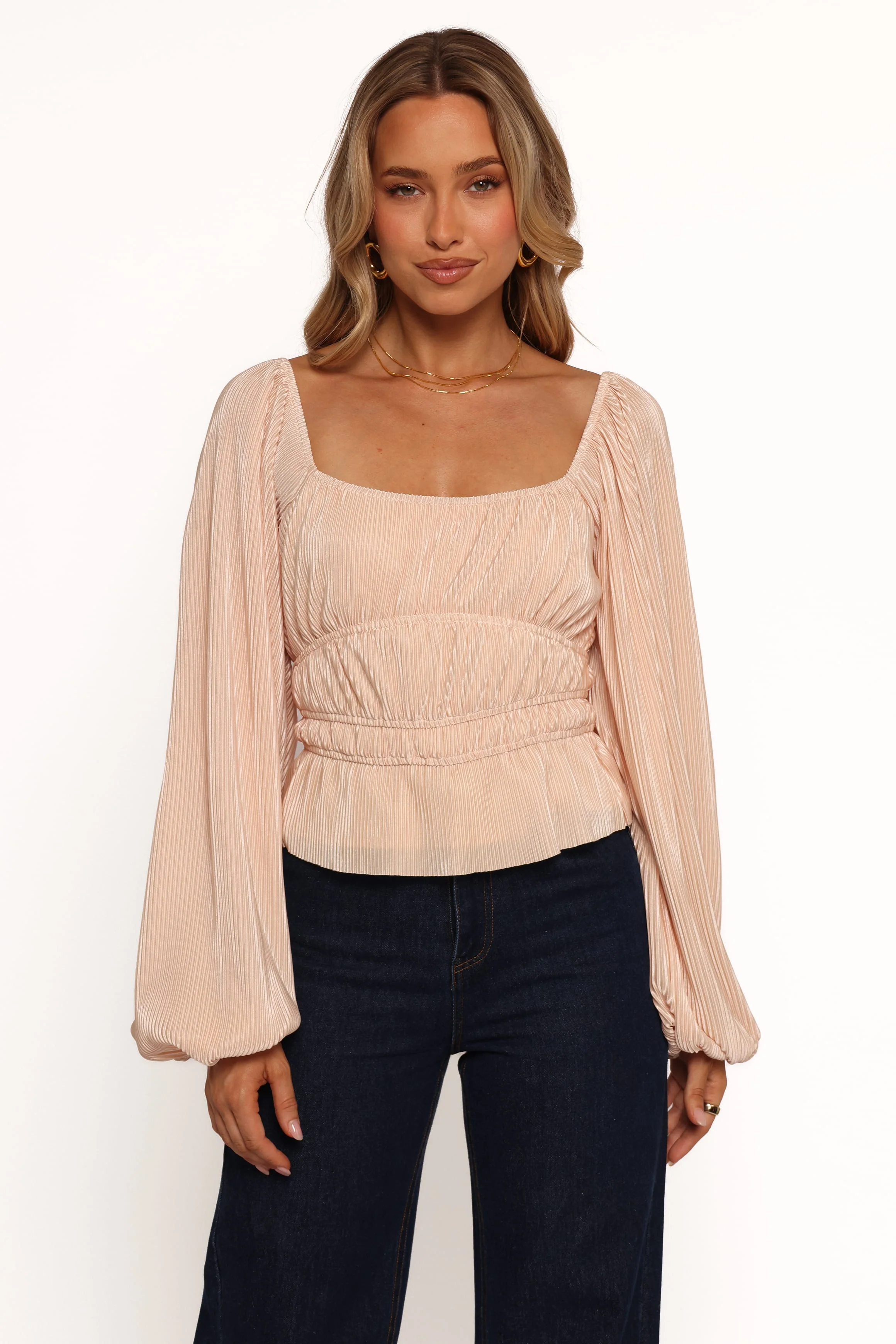 Ceppia Plisse Top - Light Peach - Image 3