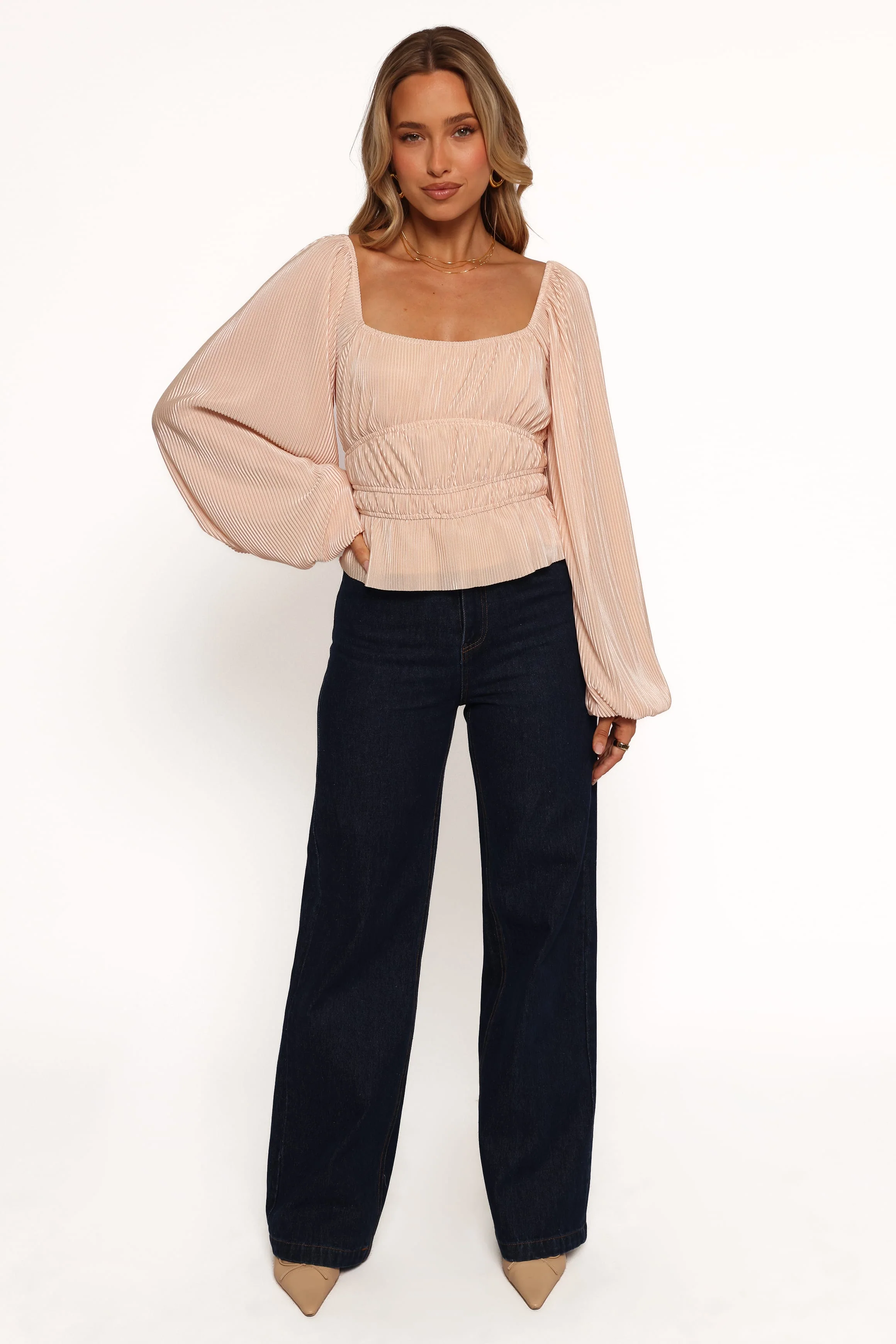 Ceppia Plisse Top - Light Peach - Image 4
