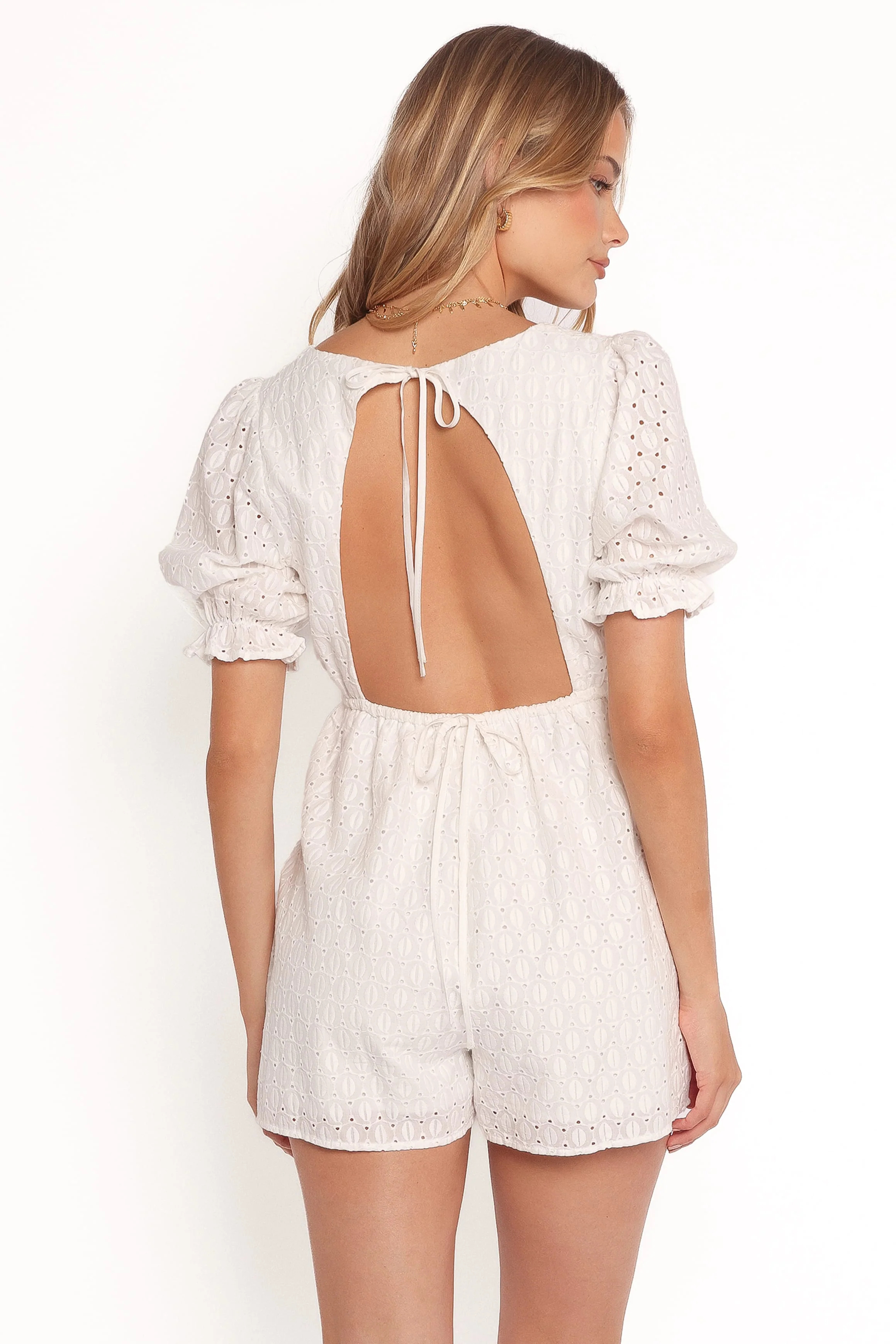Charlsie Puff Sleeve Playsuit - White - Image 4