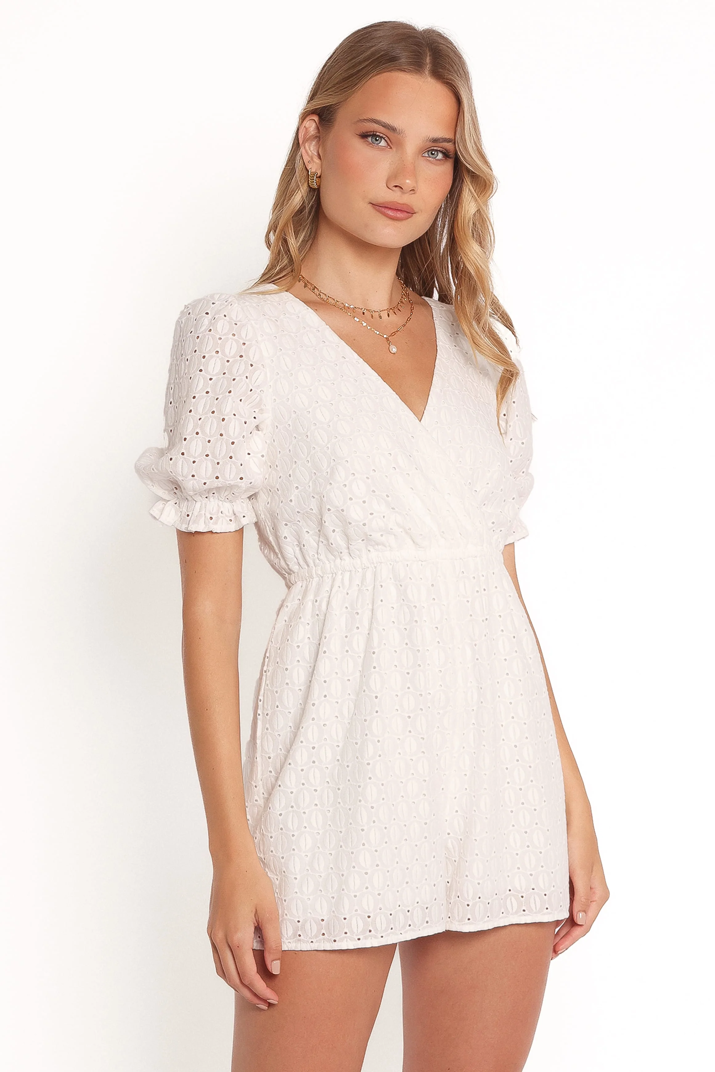 Charlsie Puff Sleeve Playsuit - White - Image 5