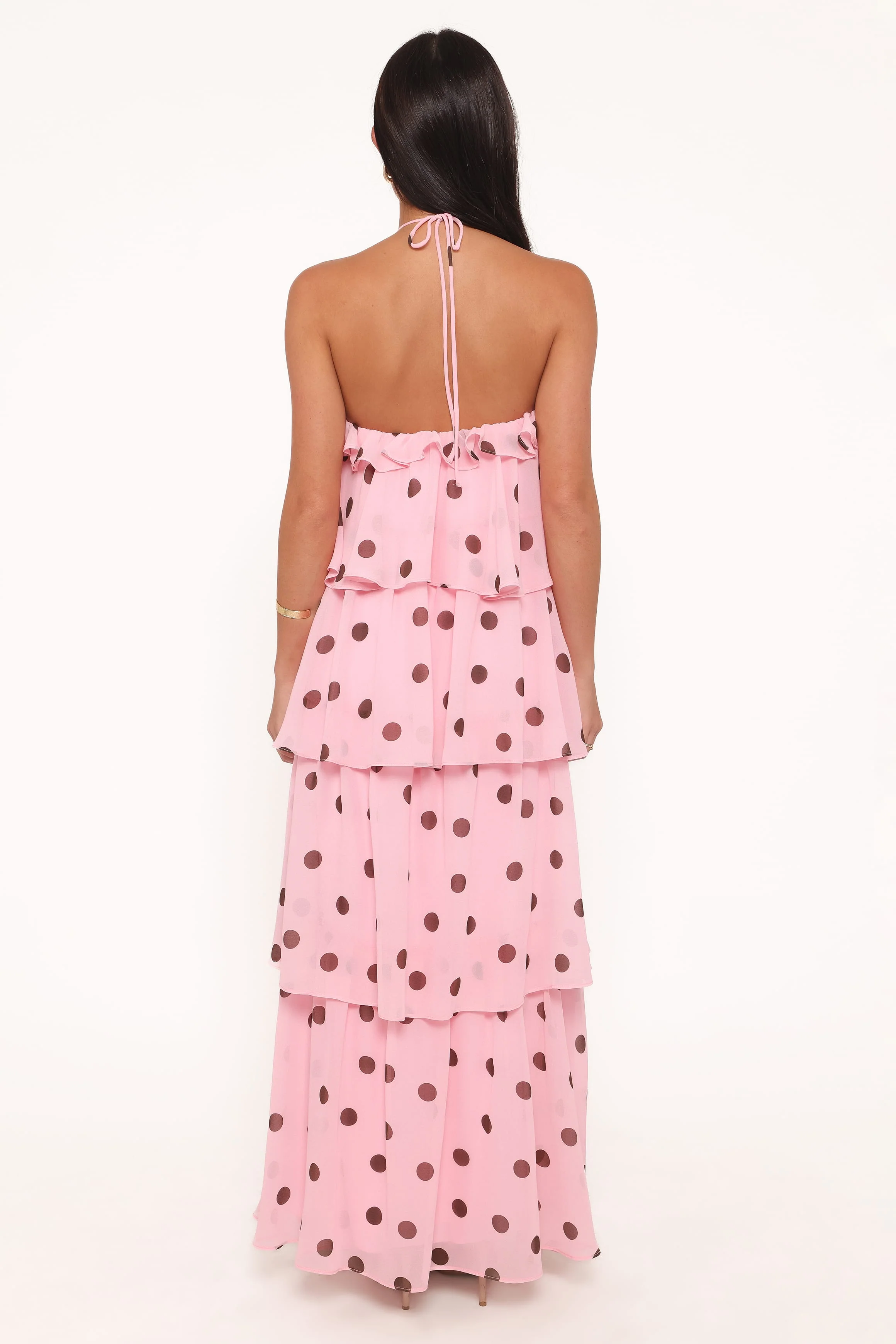 Chasity Halterneck Maxi Dress - Pink Polka Dot - Image 5