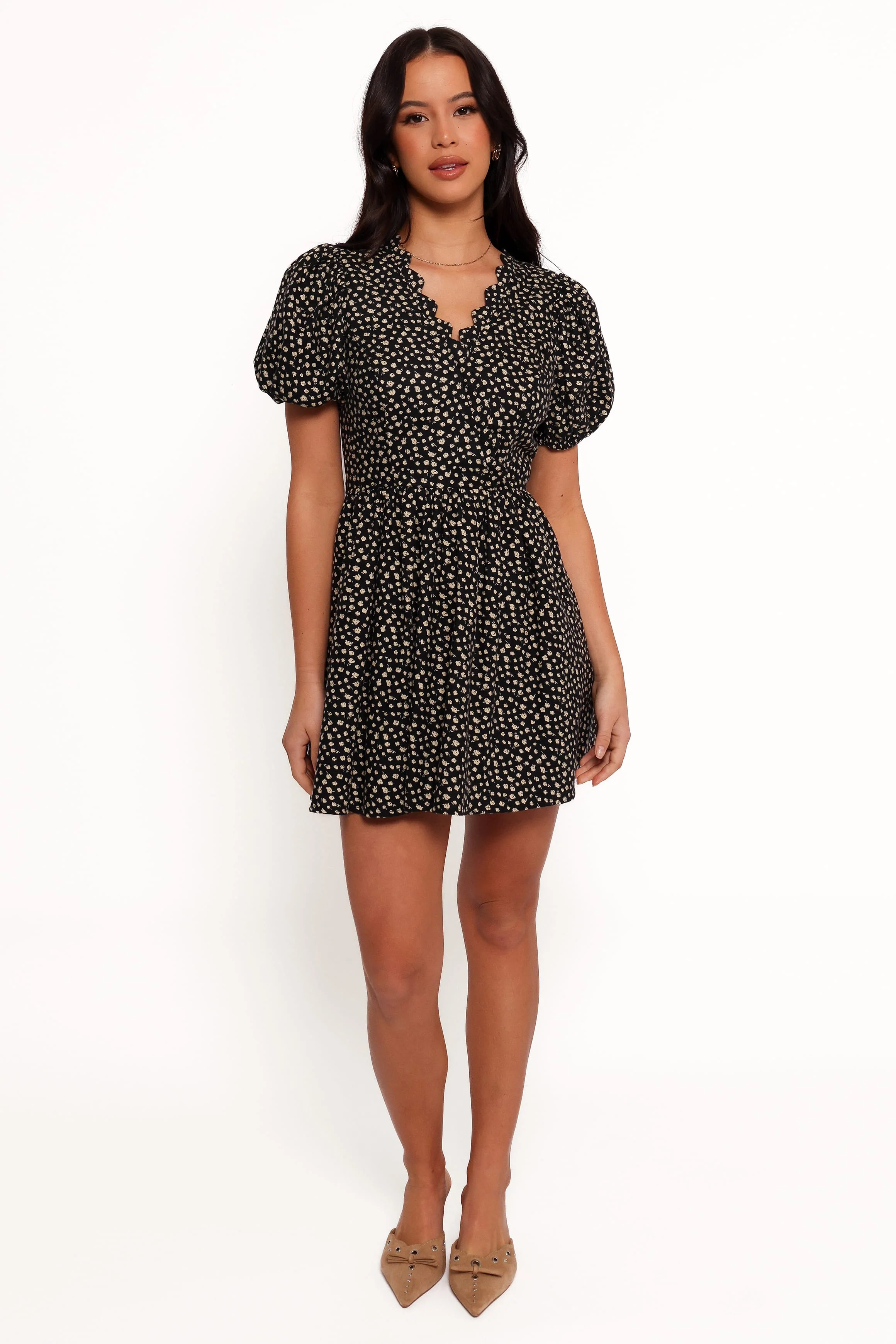 Chelsey Mini Dress - Black/Cream Floral - Image 8