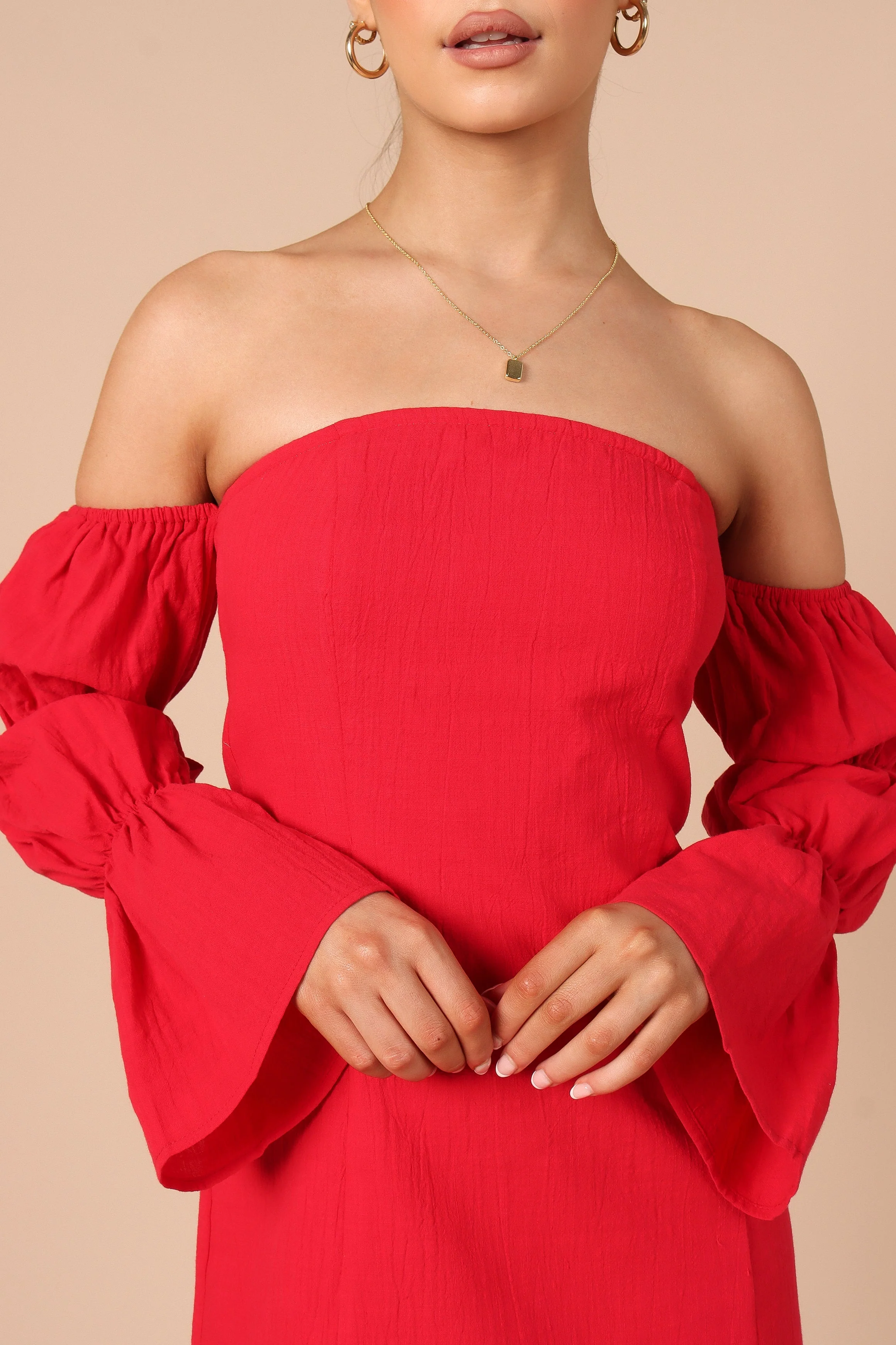 Cherese Puff Sleeve Mini Dress - Red - Image 3