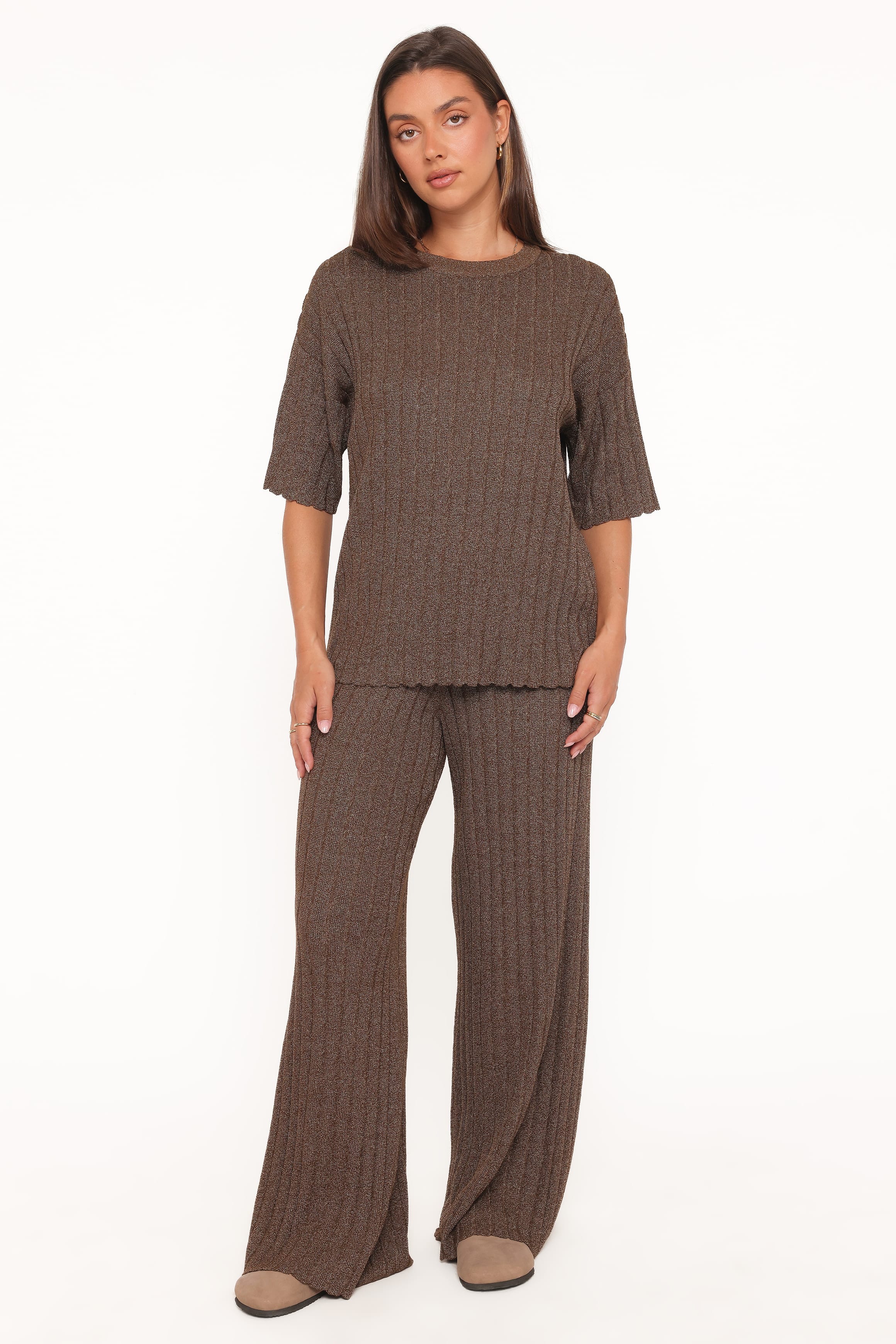 Cherish Knitted Pant Set - Brown - Image 5