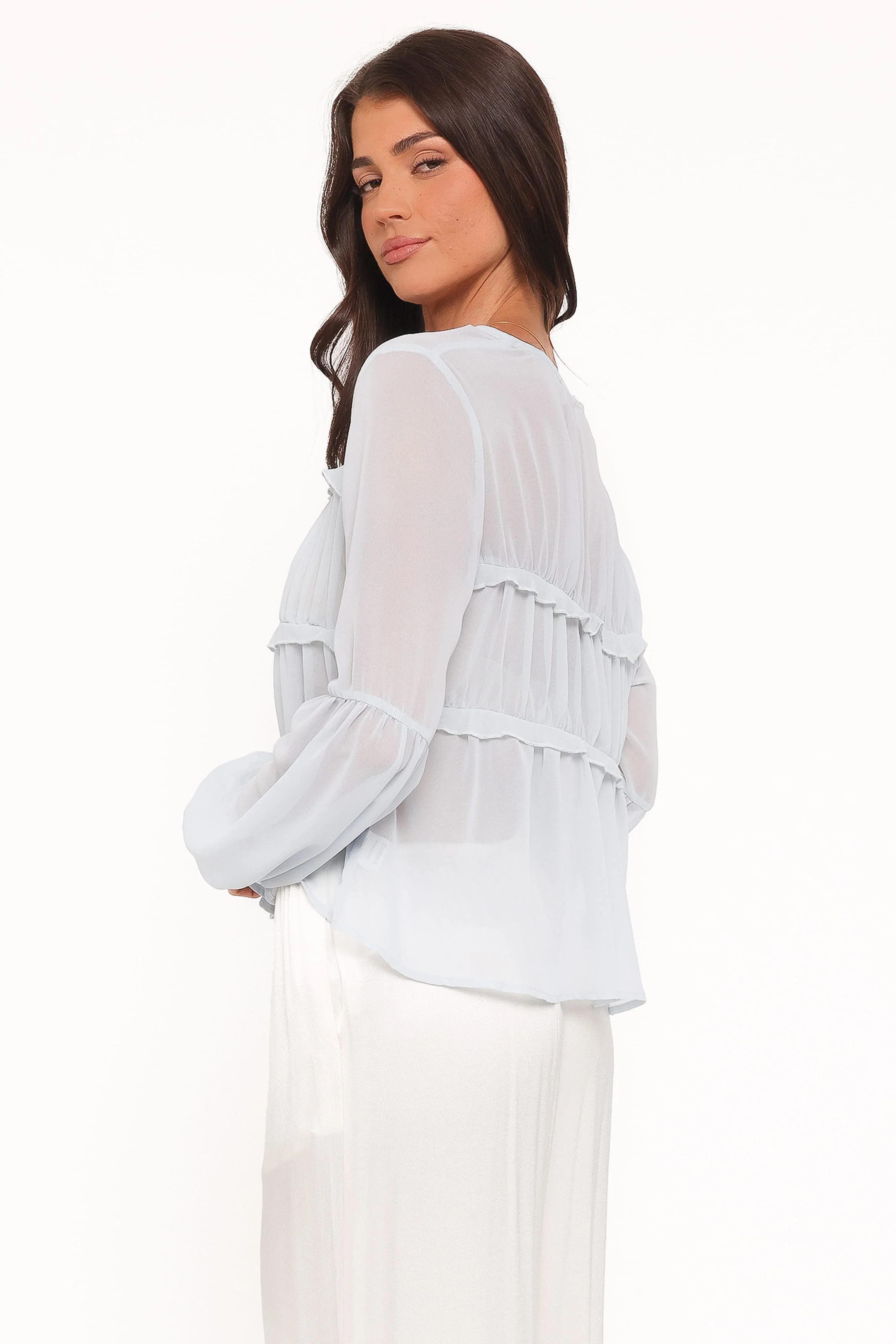Chiaro Sheer Top - Light Blue - Image 4