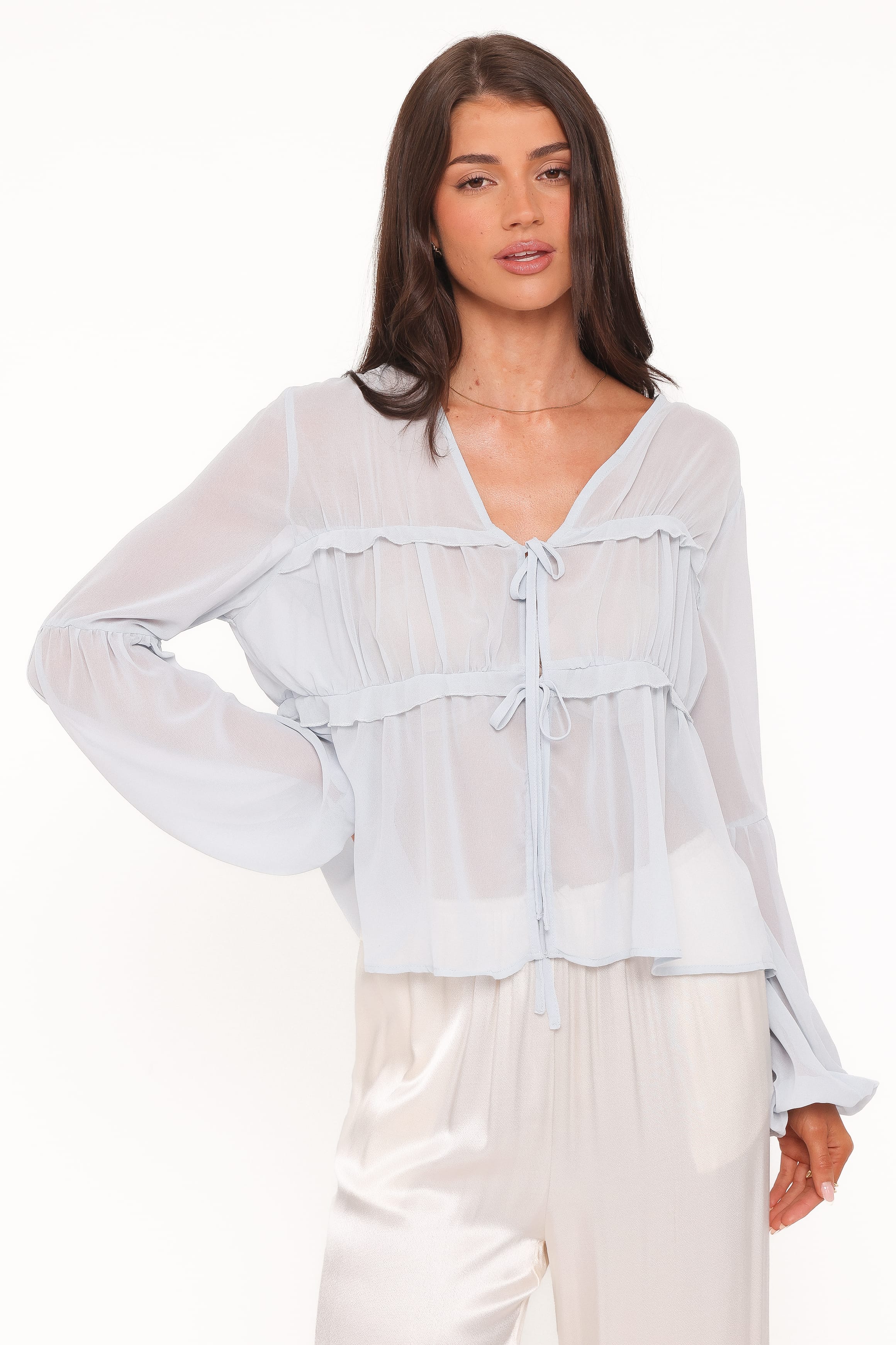Chiaro Sheer Top - Light Blue - Image 5