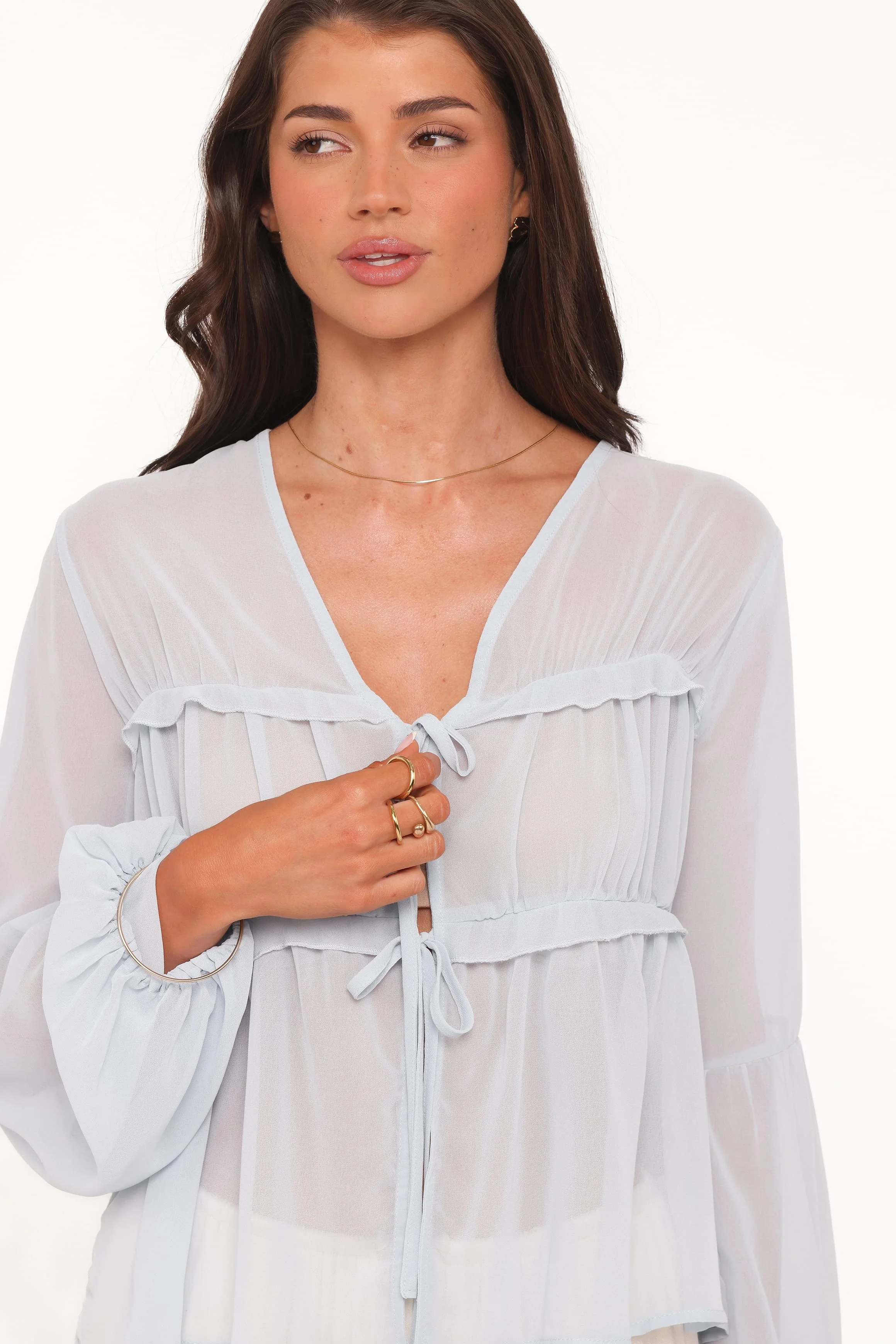 Chiaro Sheer Top - Light Blue - Image 6