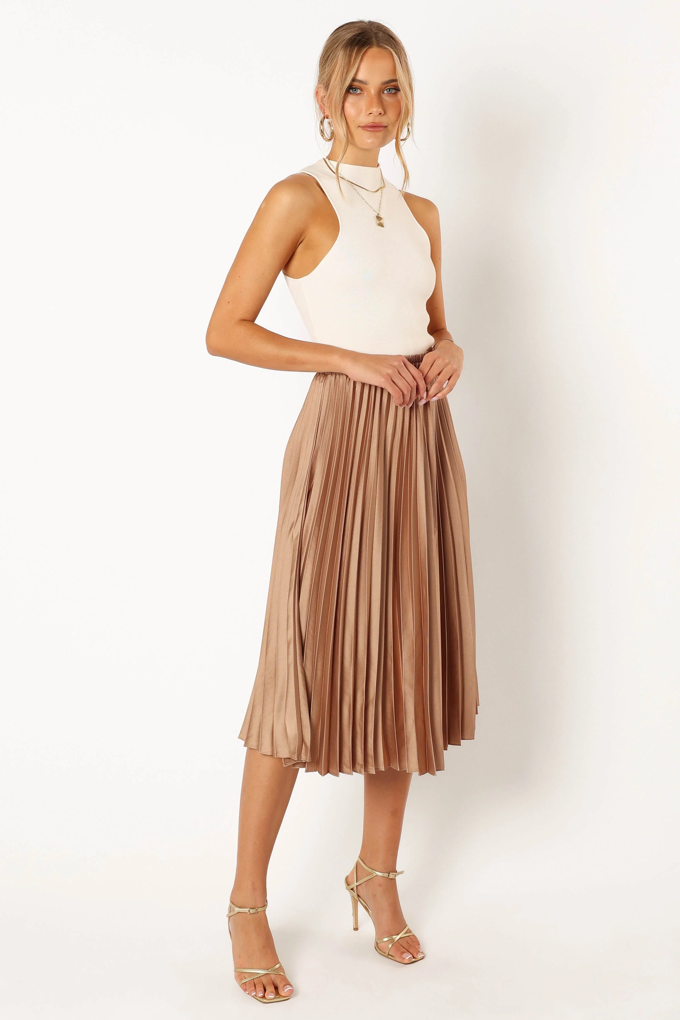 Chloe Plisse Skirt - Gold - Image 6