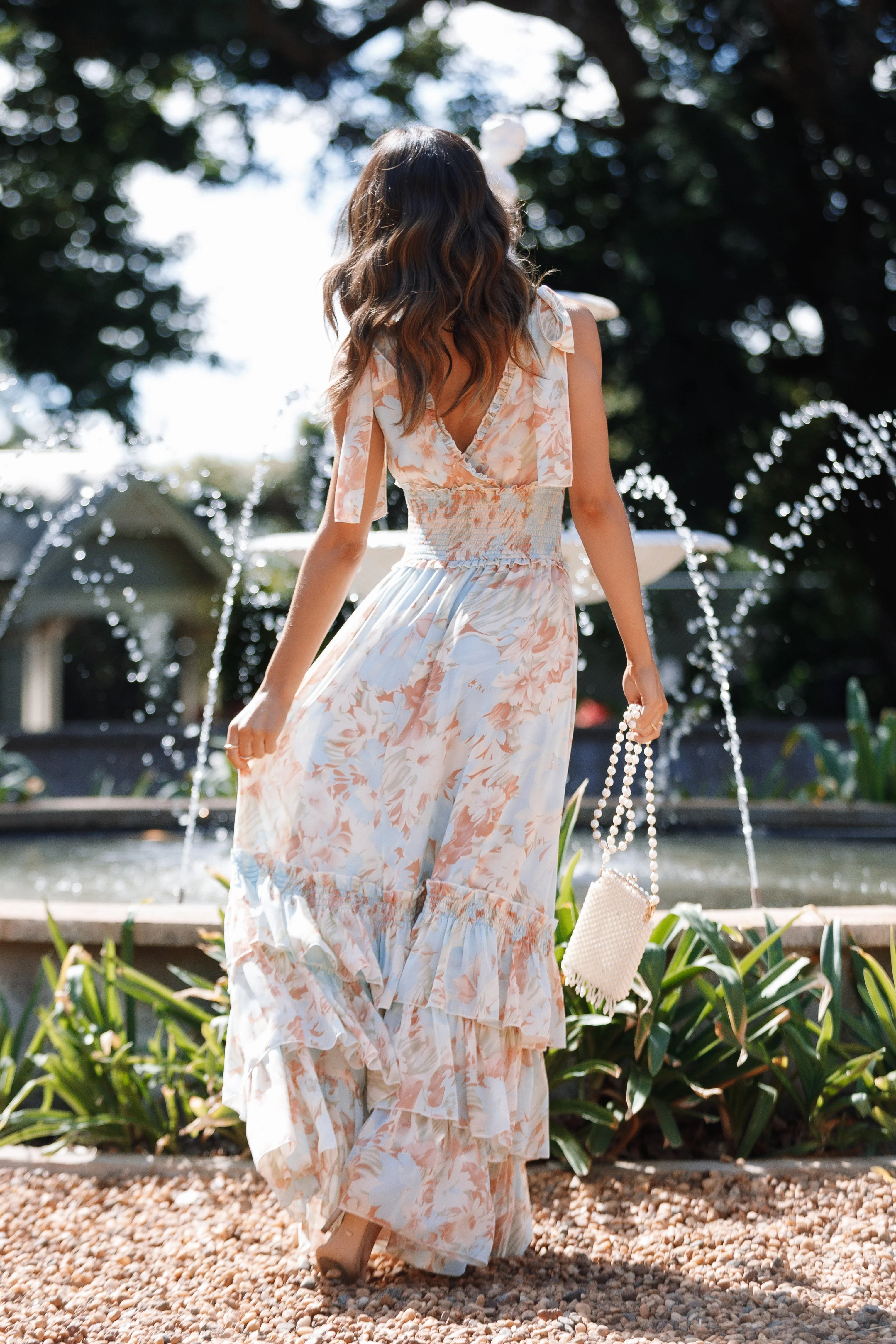 Christabel Tiered Maxi Dress - Blue Floral - Image 4