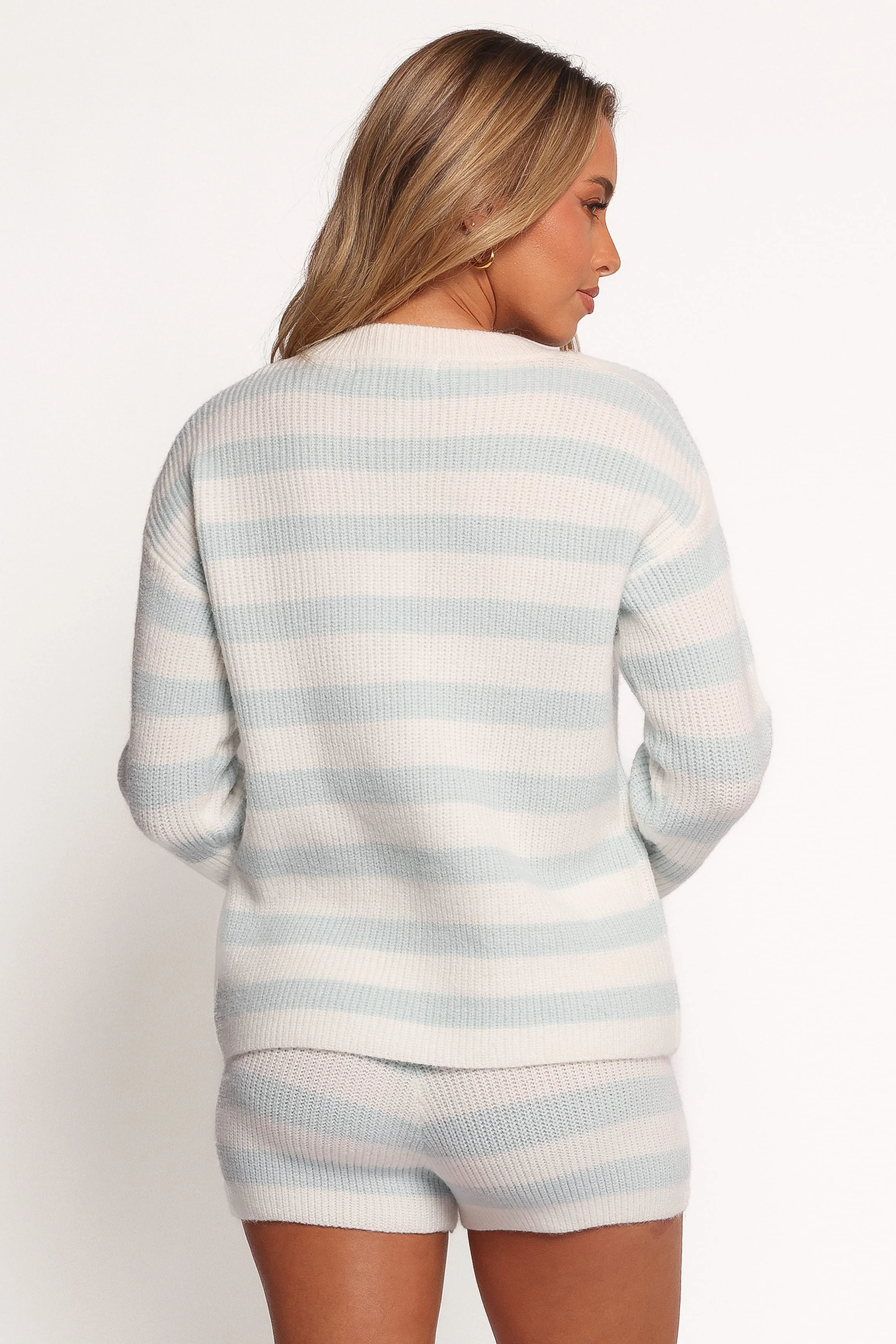 Ciaran Knitted Short Set - Cream Blue - Image 3