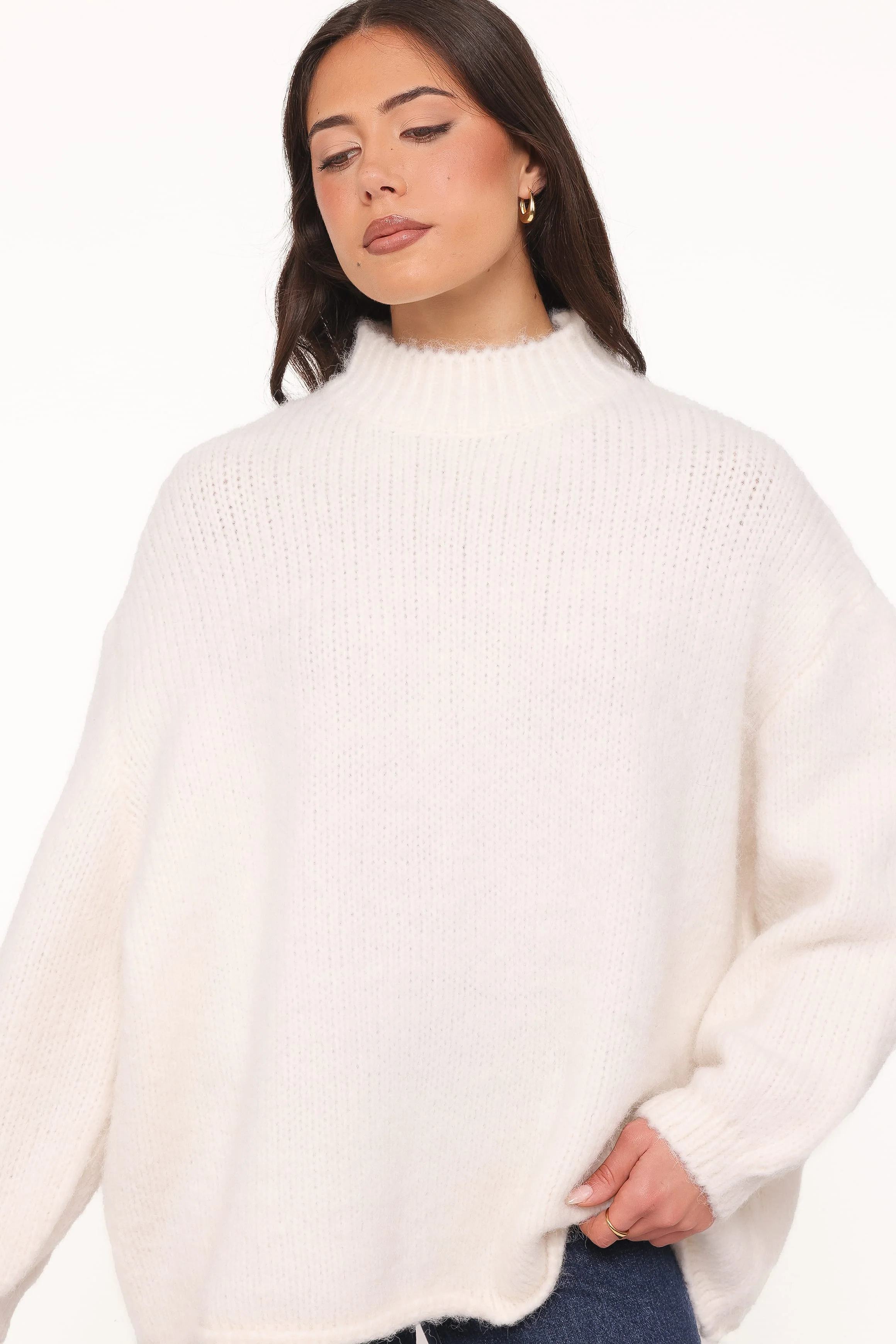 Cinzia Mockneck Knit Sweater - Cream - Image 6