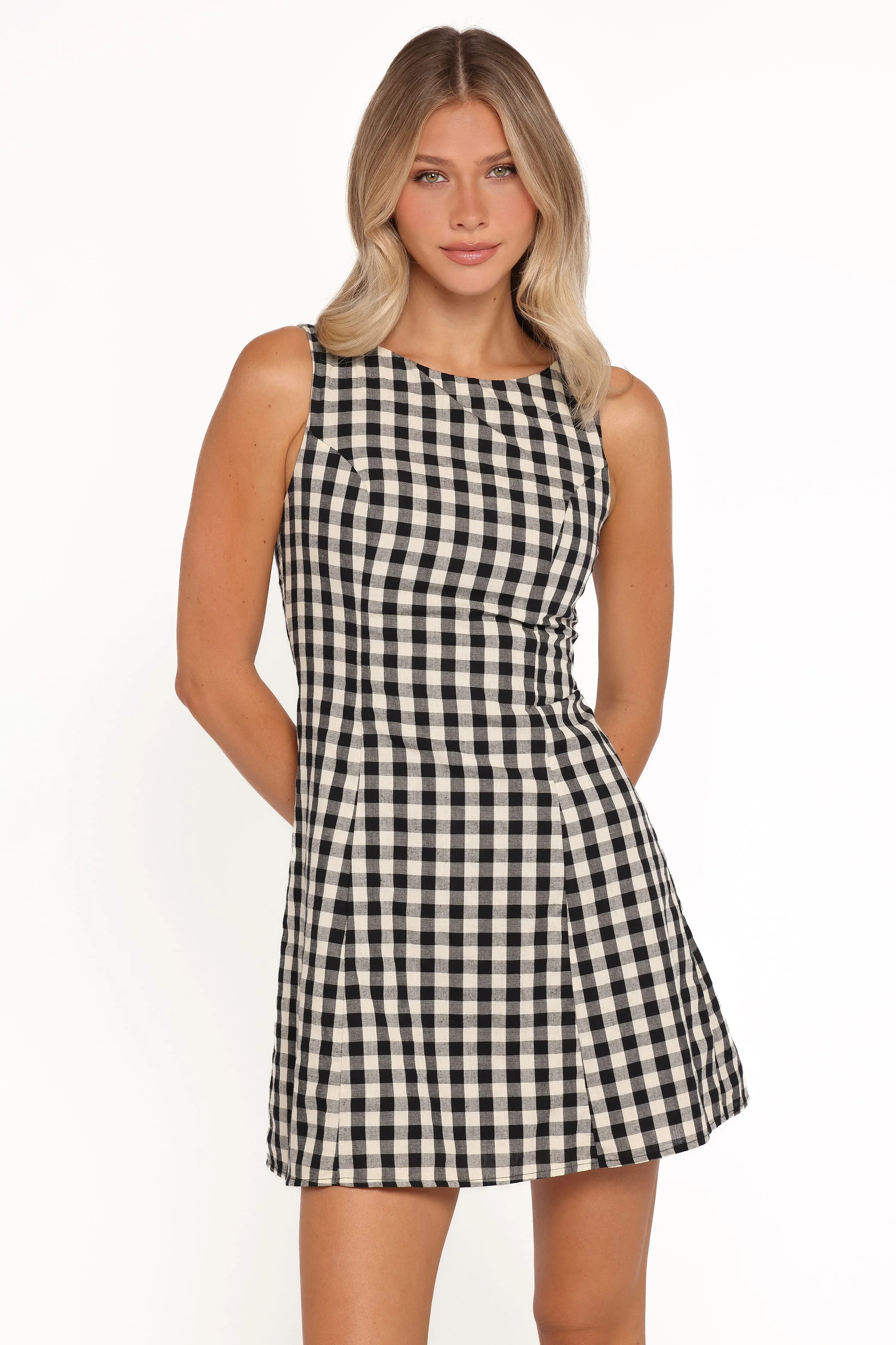 Circe Mini Dress - Black Gingham - Image 2