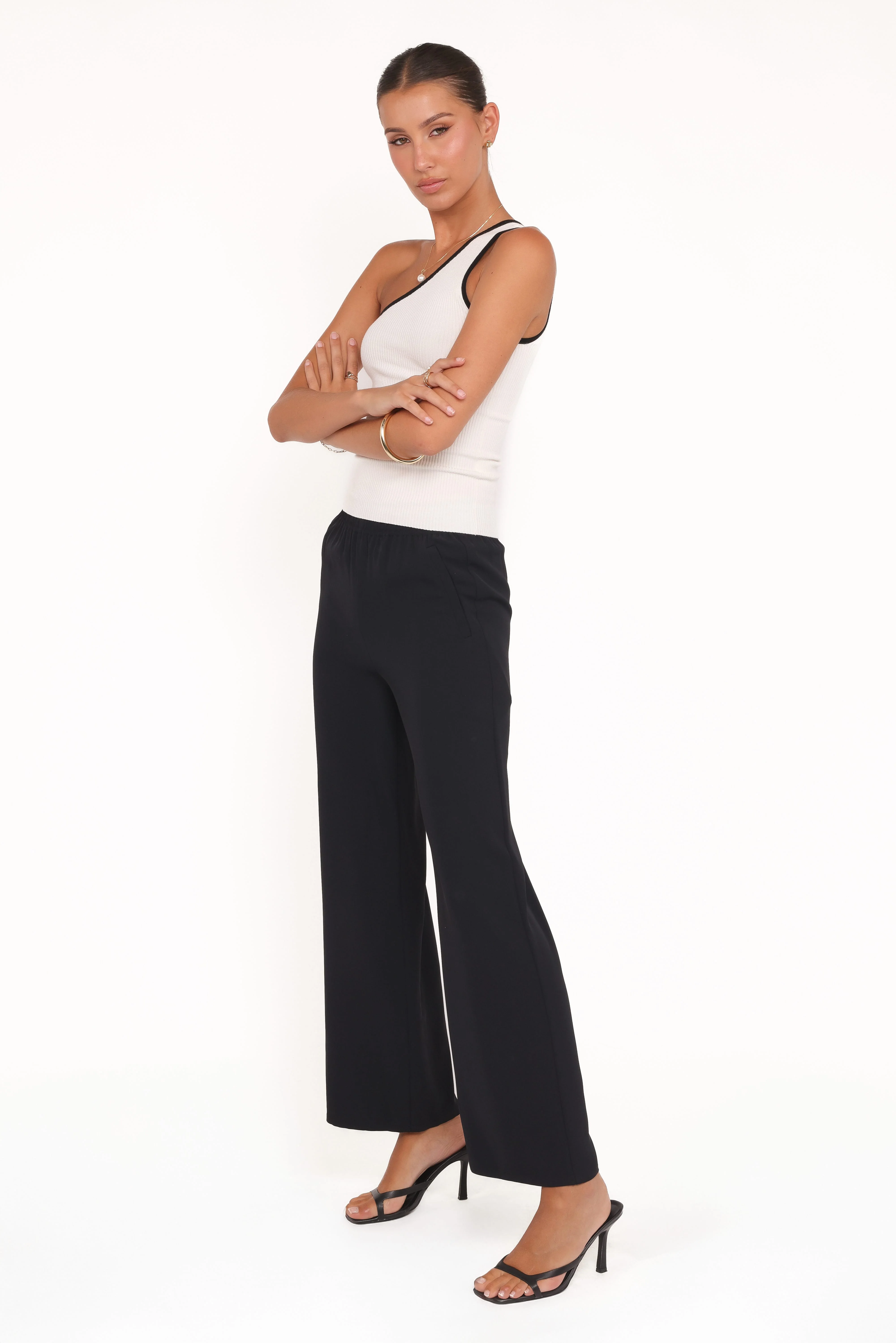 Clark Crepe Wide Leg Pant - Black - Image 4